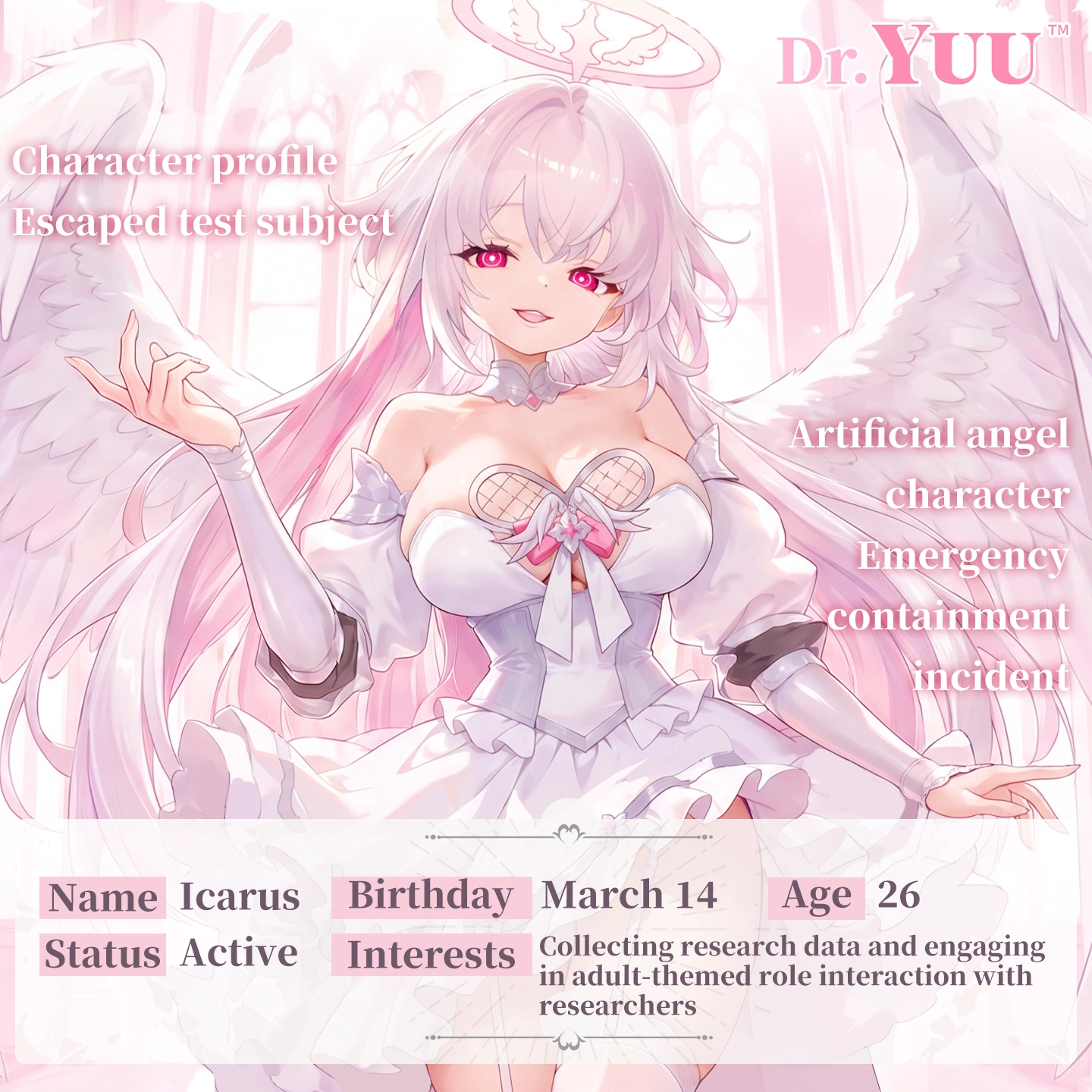 Dr.YUU anime character profile for rotating tongue oral masturbator and suction mouth stroker theme