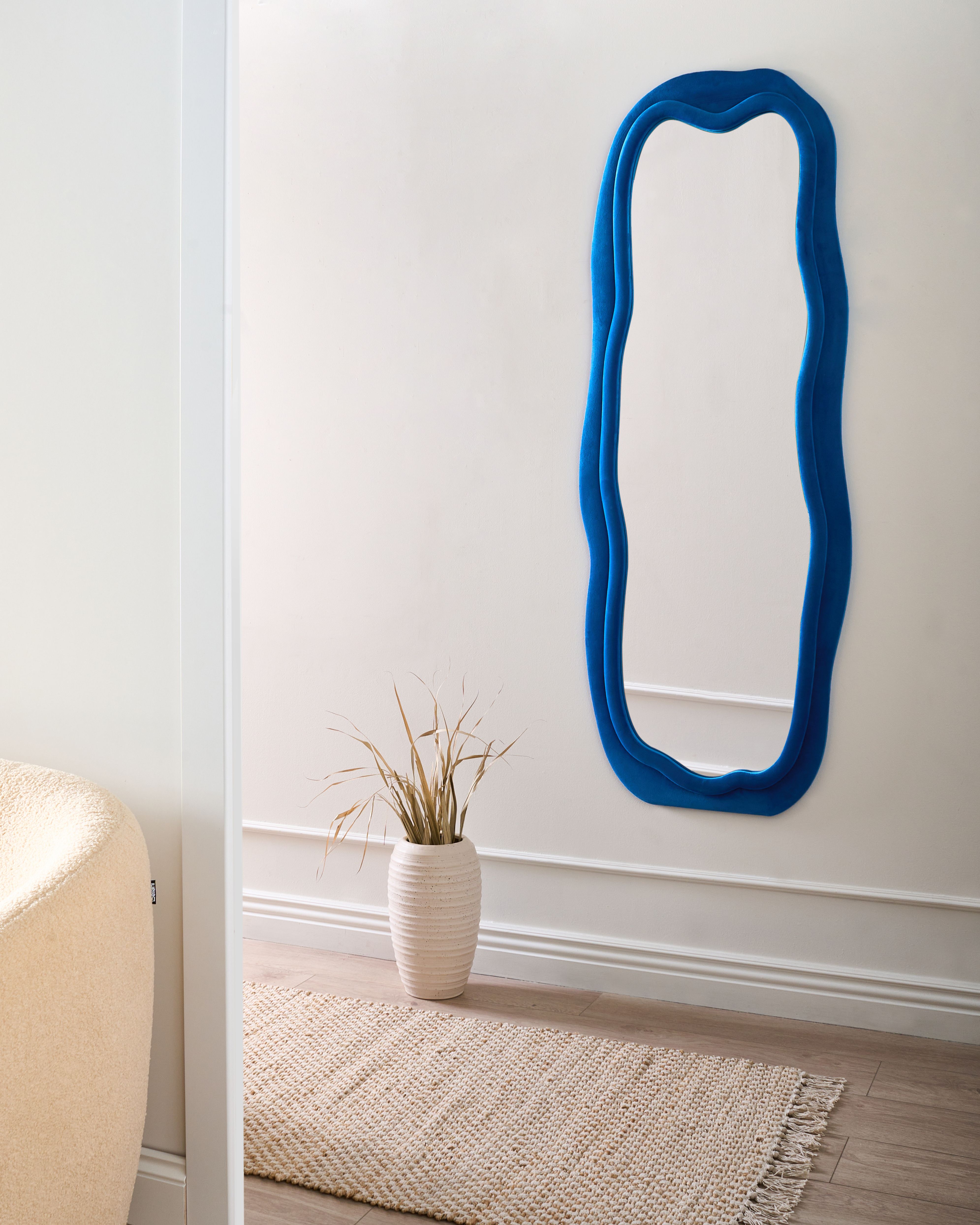 Wall Mirror BEAUNE 56 cm 160 cm Velvet Blue