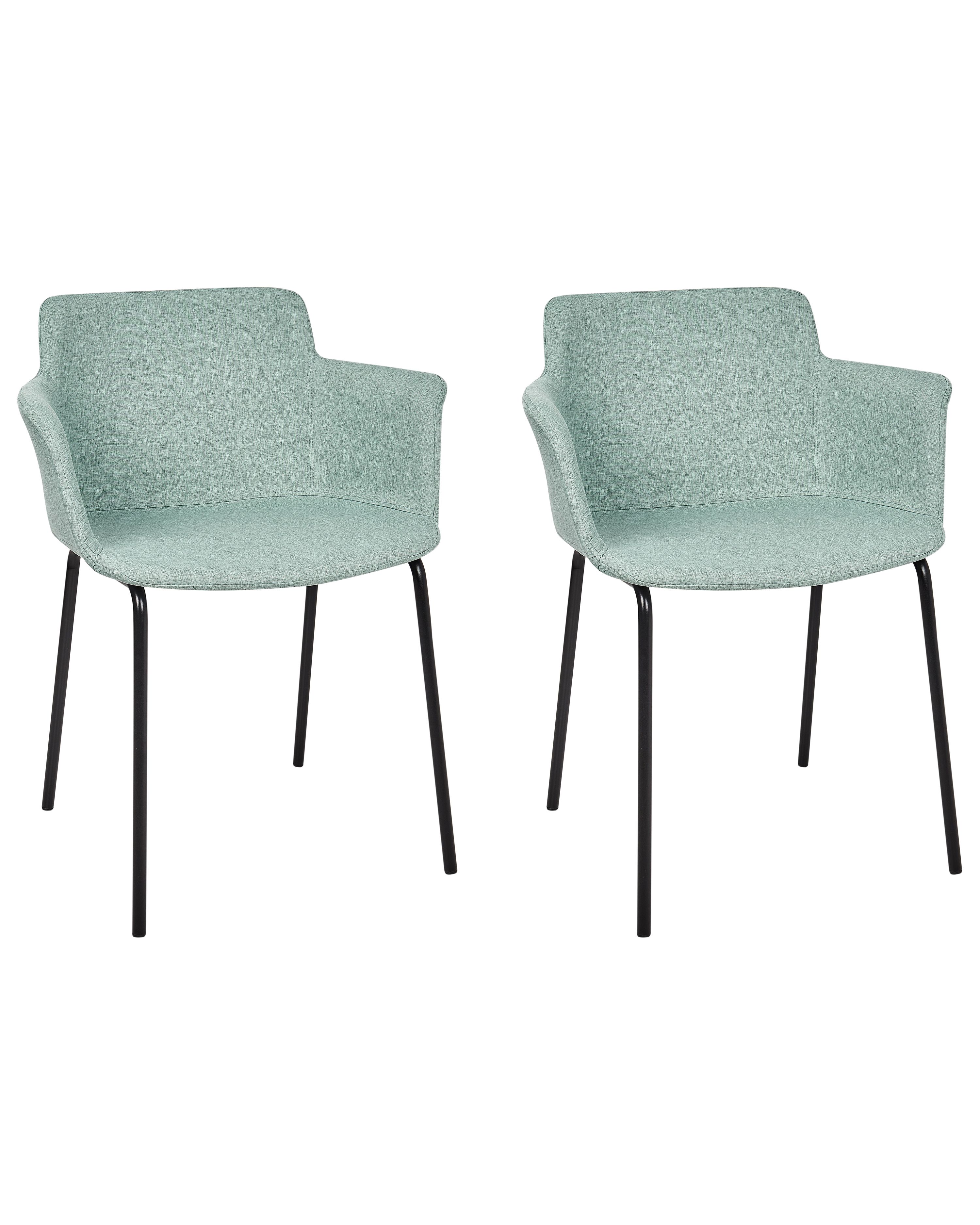 Set of 2 Dining Chairs BELFIELD Fabric Mint Green