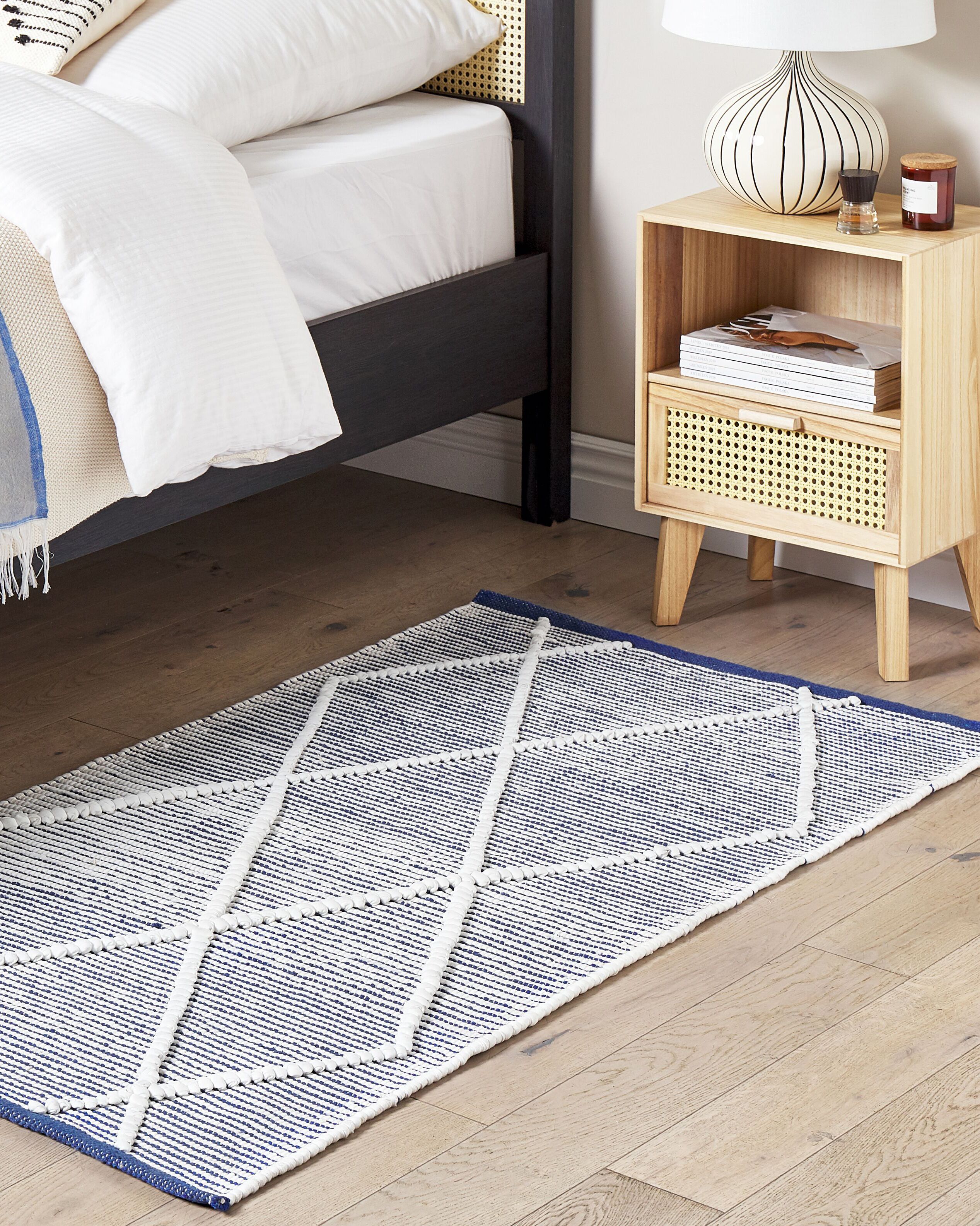 Rug SYNOPA Blue 80 x 150 cm Cotton