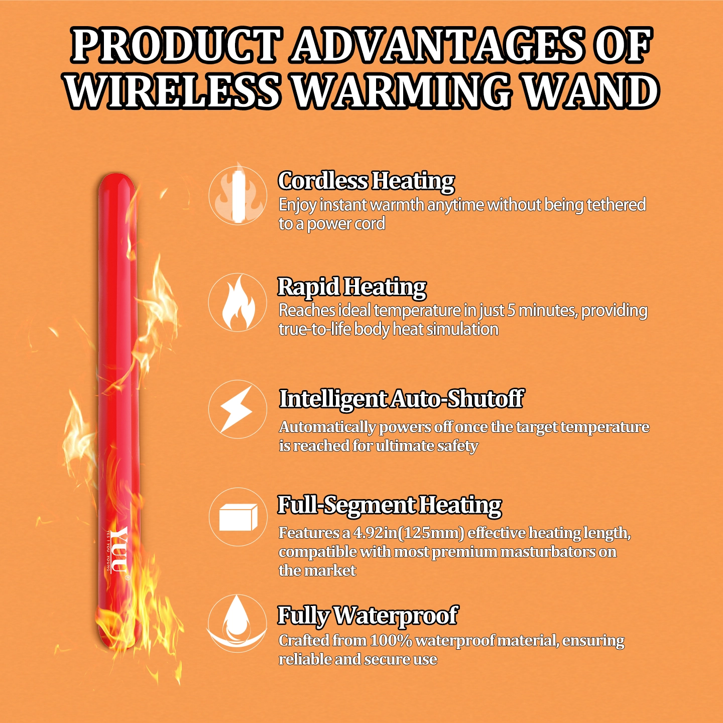 Smart temperature control on the new Dr.YUU wireless heating stick for men.