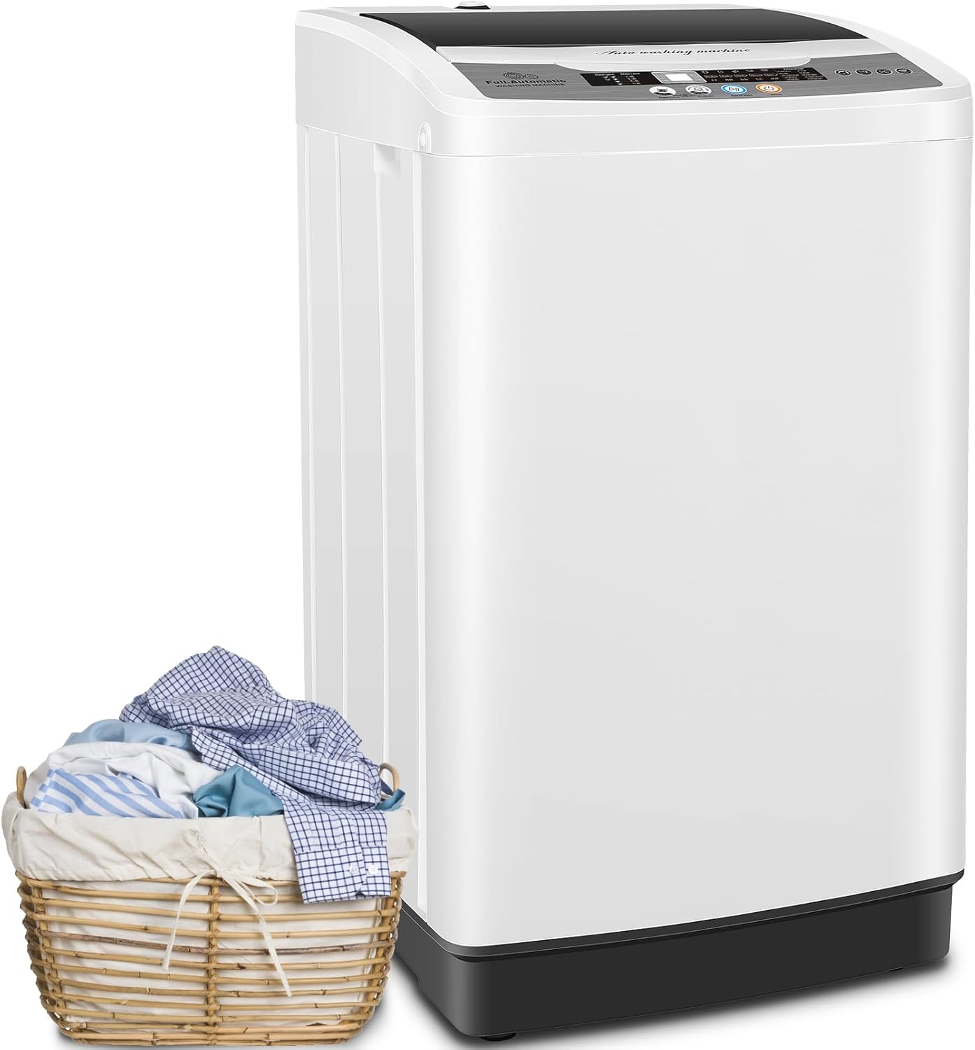 Nictemaw Portable Washing Machine, 20Lbs Capacity Full-Automatic Portable Washer, 2.8Cu.ft Washer and Dryer Combo with Drain Pump, LED Display, 10 Programs & 8 Water Levels for Apartment Dorm RV