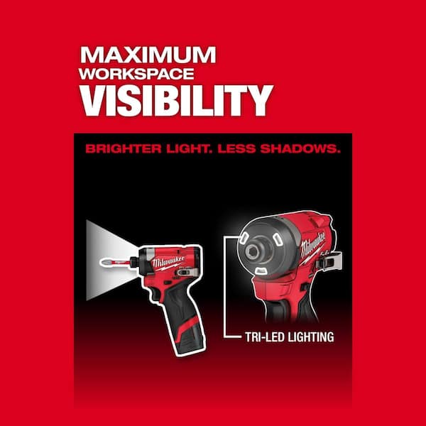 M12 FUEL 12V Lithium-Ion Cordless 3/8 in. Ratchet and 1/4 in. Impact Driver Kit (2-Tool) w/Batteries, Charger & Bag - Image 6