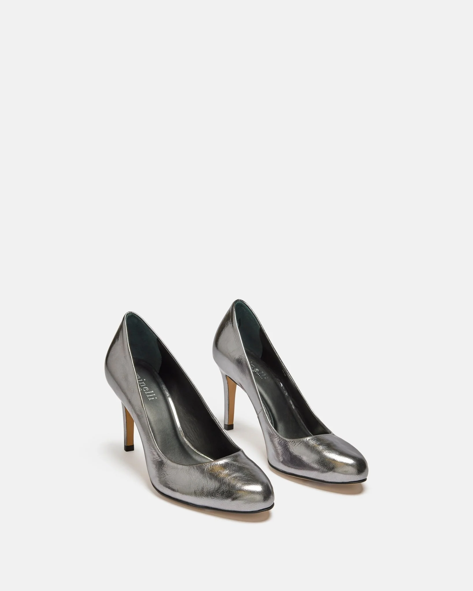 ESCARPINS KYLIE/CRK -  En cuir à talons métallisé craquelé étain