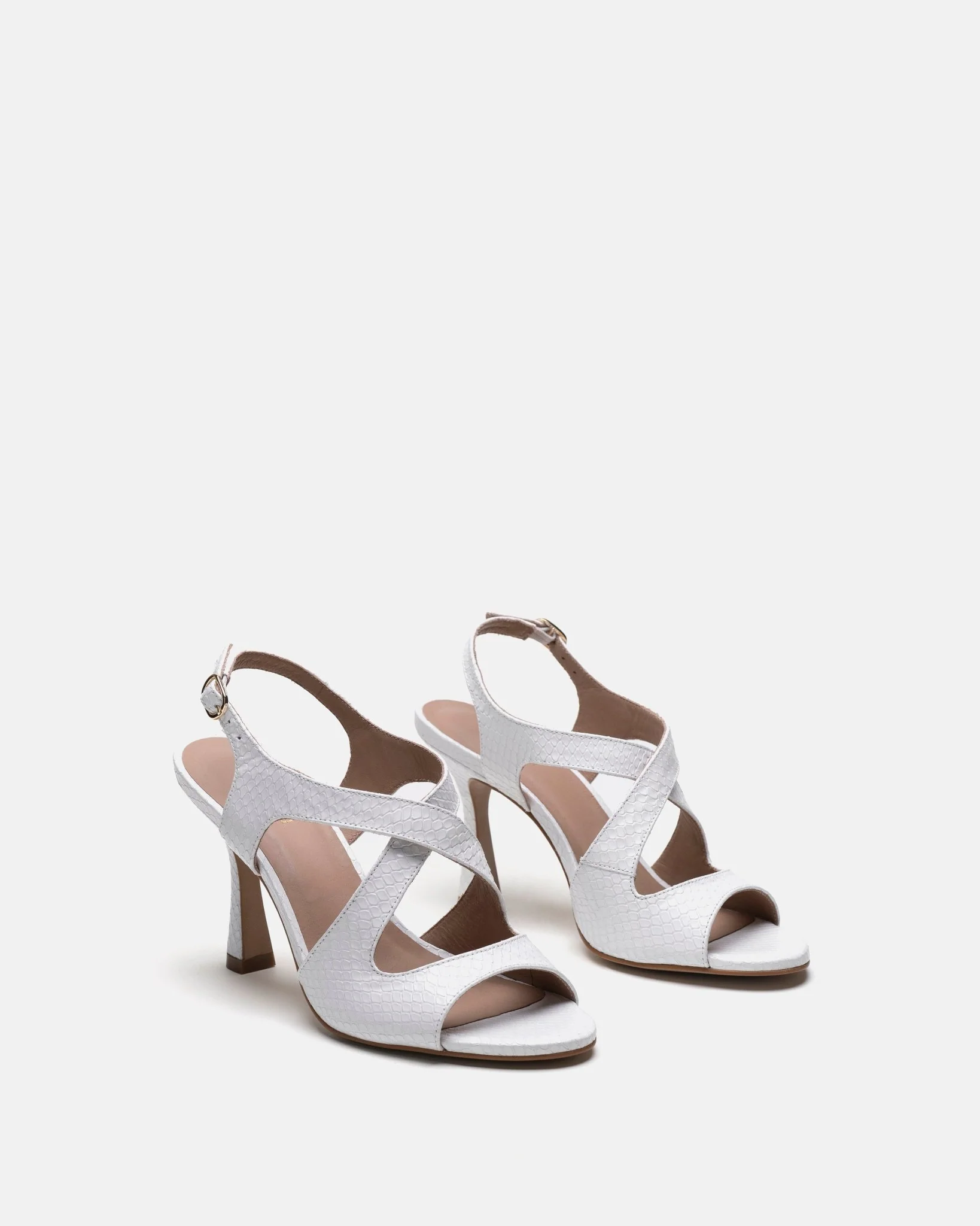 SANDALES KALYSSA/PYT - En cuir python à talons blanc