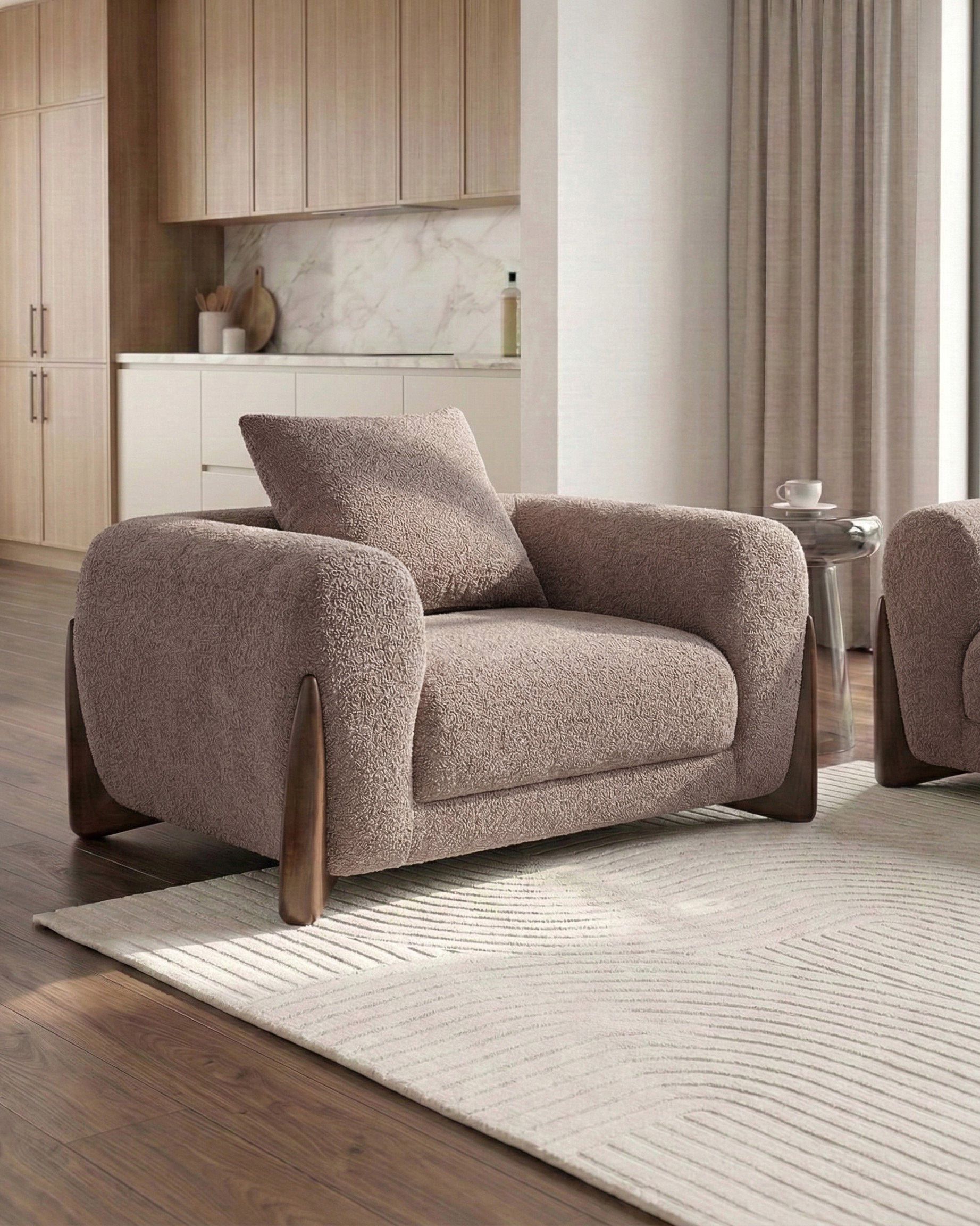 Armchair VINLIDEN Boucle Brown