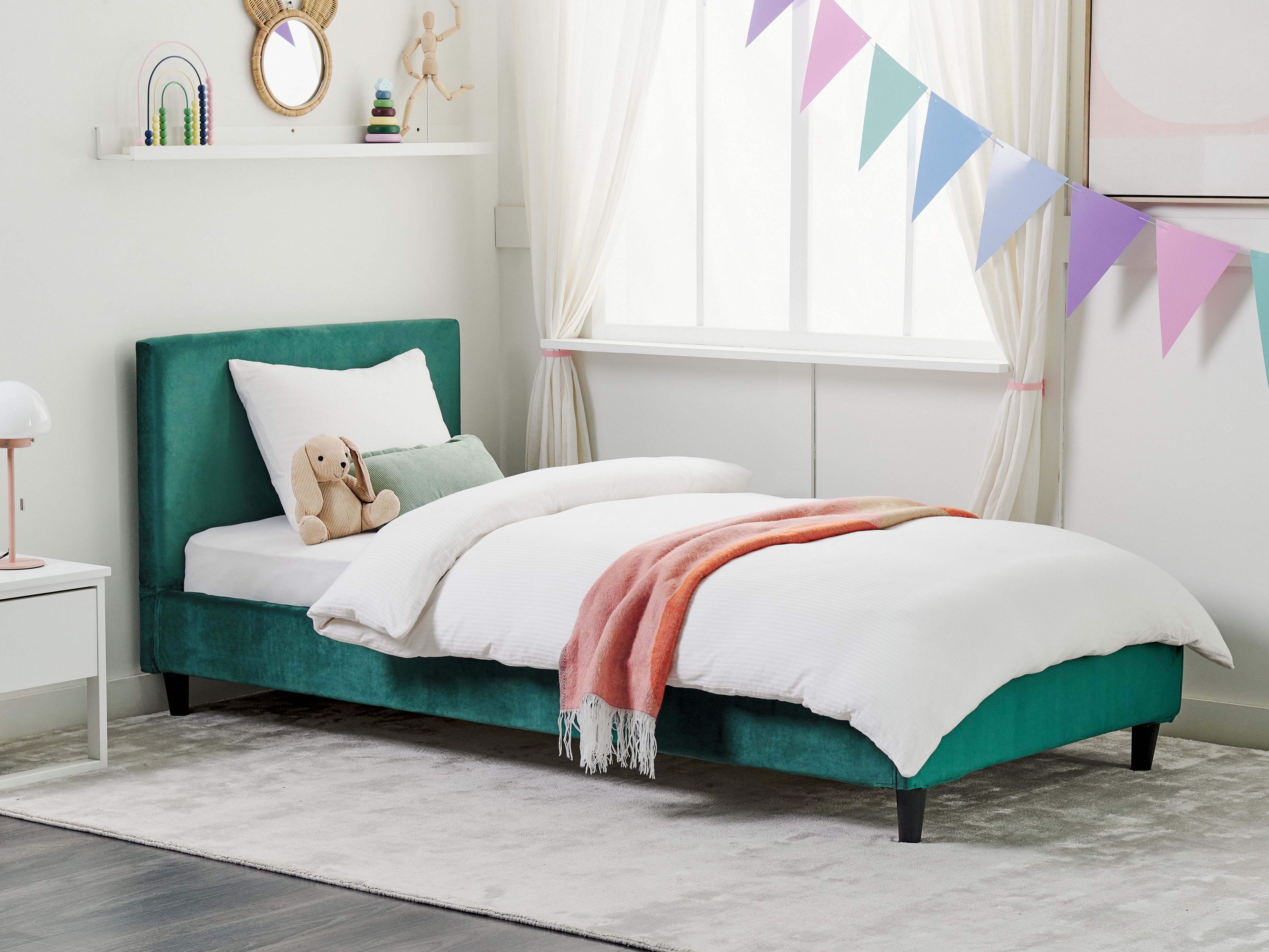 Bed Velvet FITOU 90 x 200 cm (EU Single) Dark Green