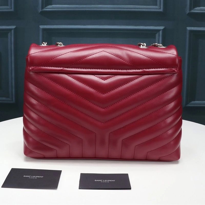 Saint Laurent Medium Loulou Chain Bag In Y Matelasse Leather Red Silver - Zealreplica ru | Zealreplicaru.com1:1High-quality replica
