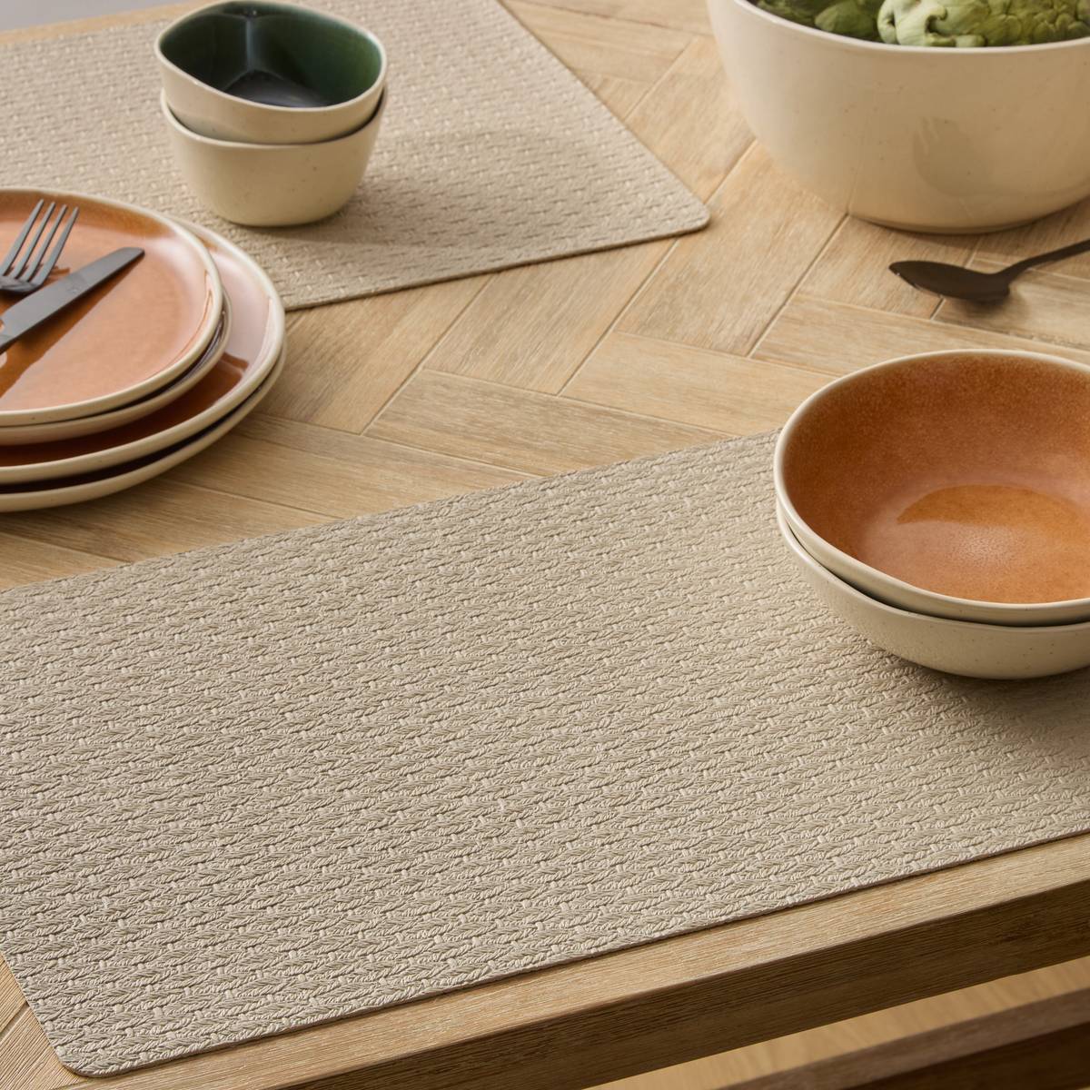 Placemat "Ely" PU - Polyurethane, 49x33 cm, Beige
