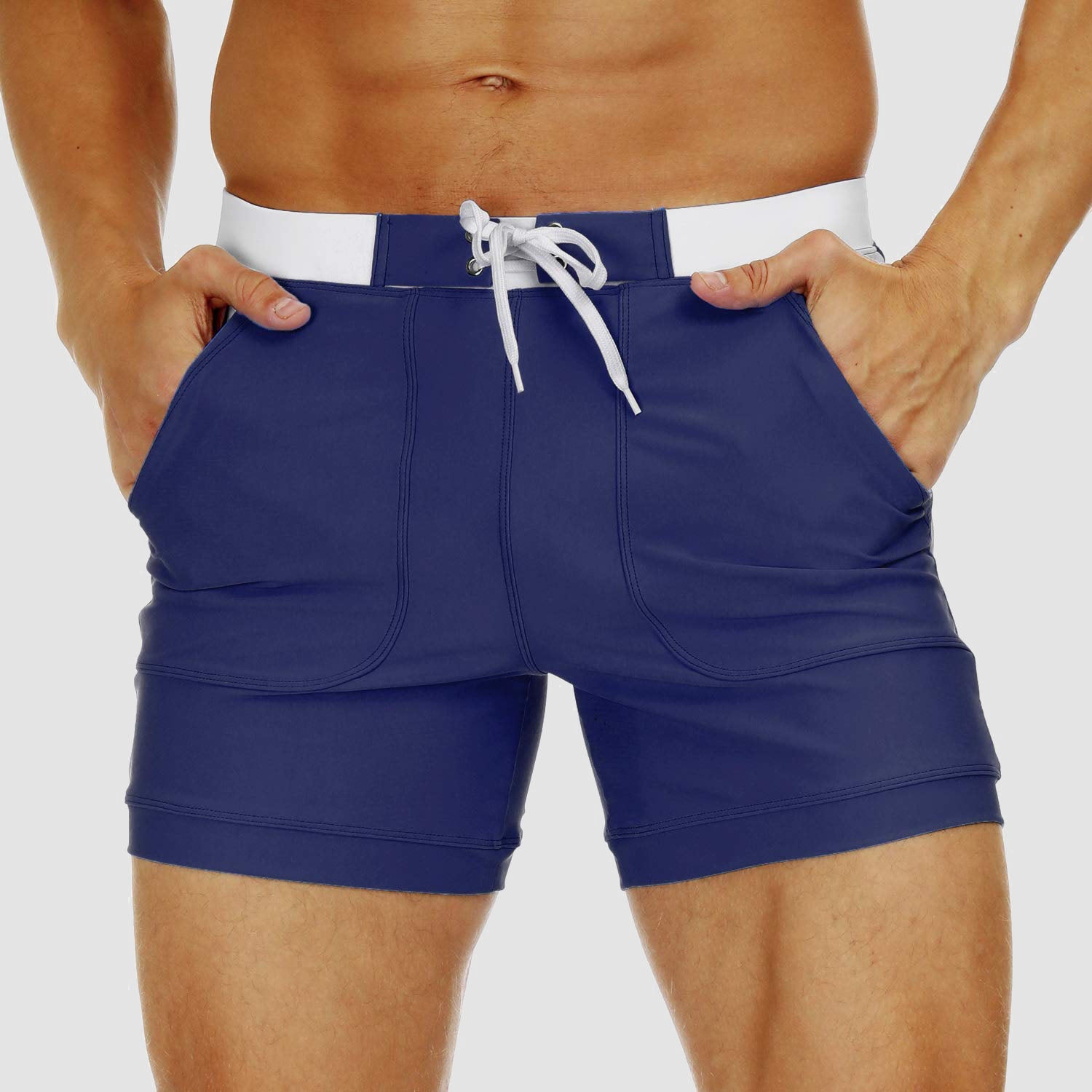 Men's Swim Trunks Square Leg with Pockets Mesh Lining Beach Shorts Underwear