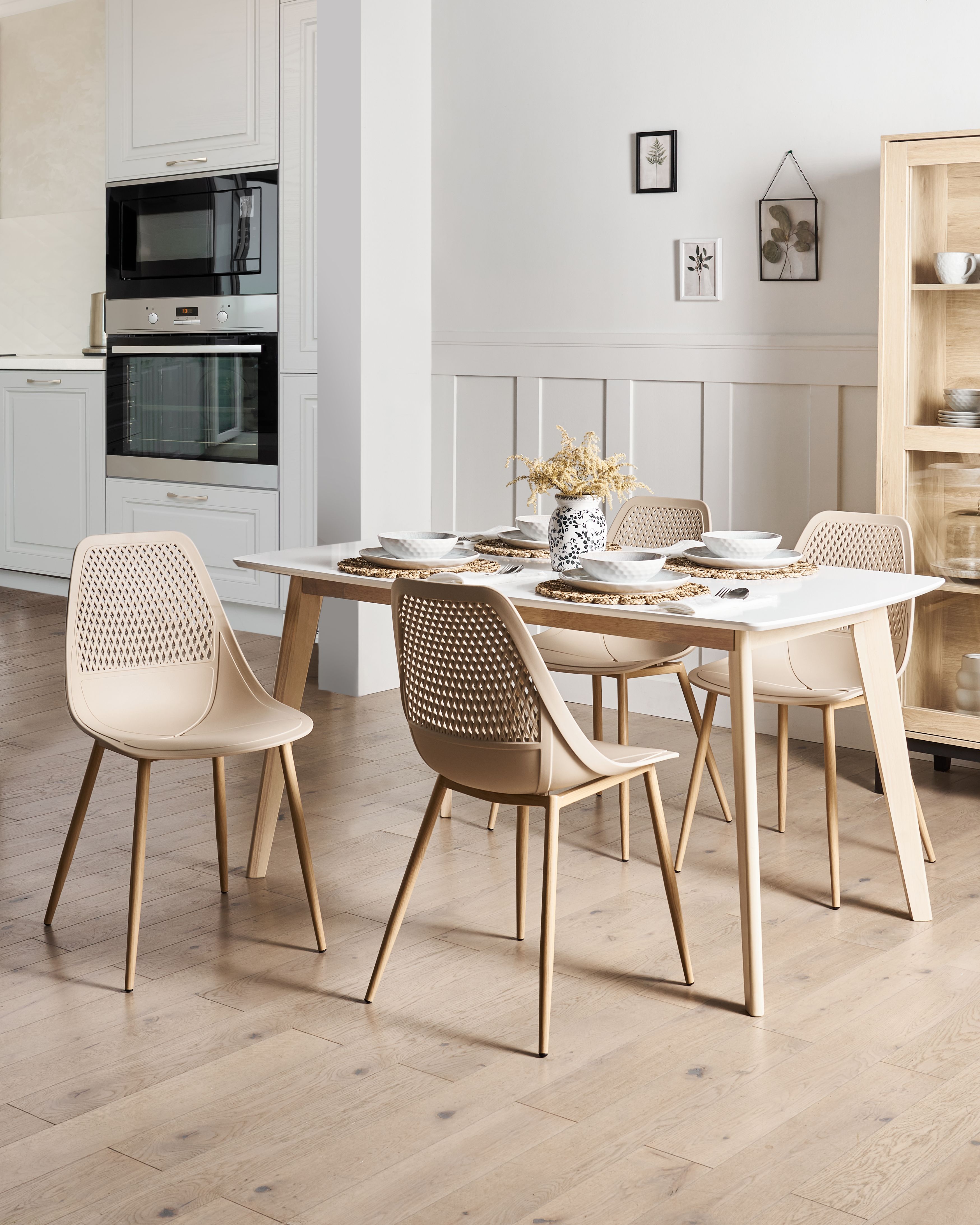 Set of 4 Dining Chairs HAZELTON Beige