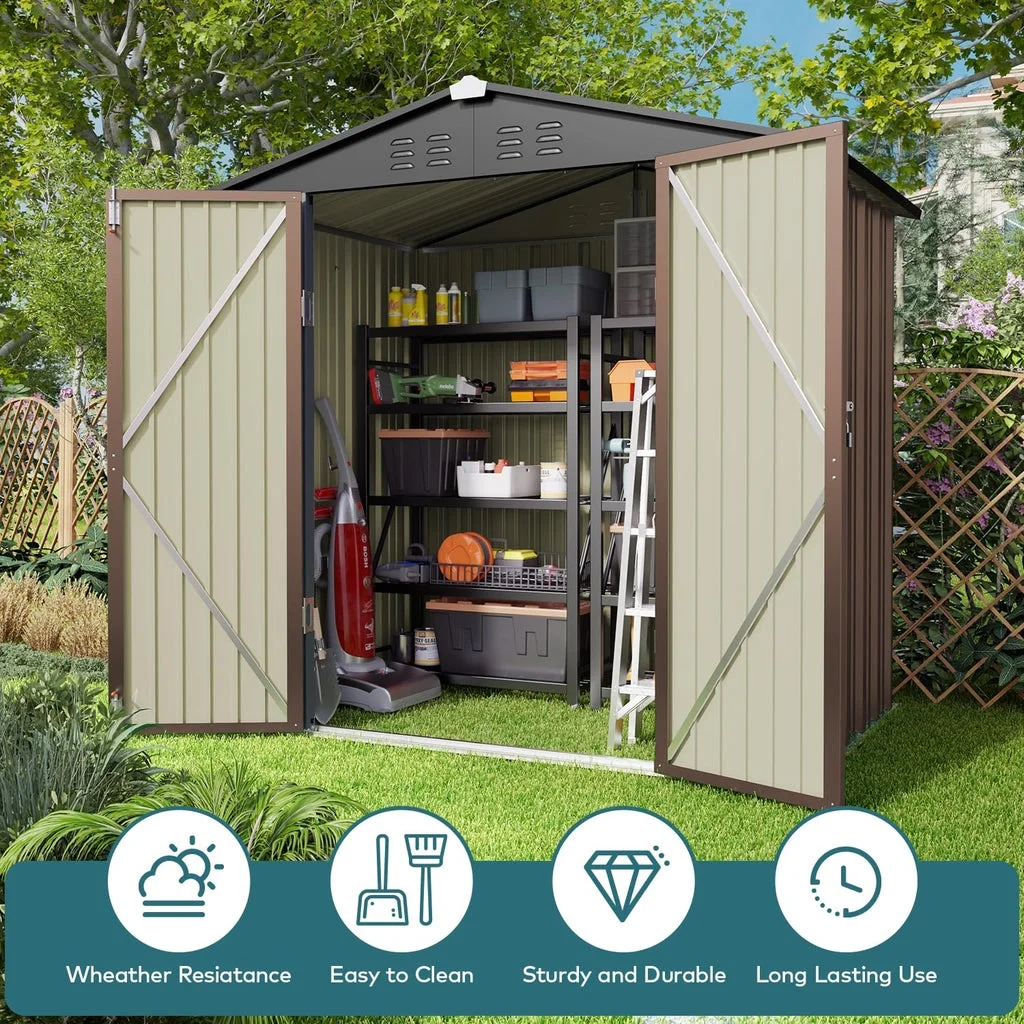 6' x 4' Outdoor Storage Shed on Sale, Aiho Shed & Outdoor Storage Clearance, Metal Storage Shed for Outside, Backyard, Garden & Patio - Dark Gray - Image 25