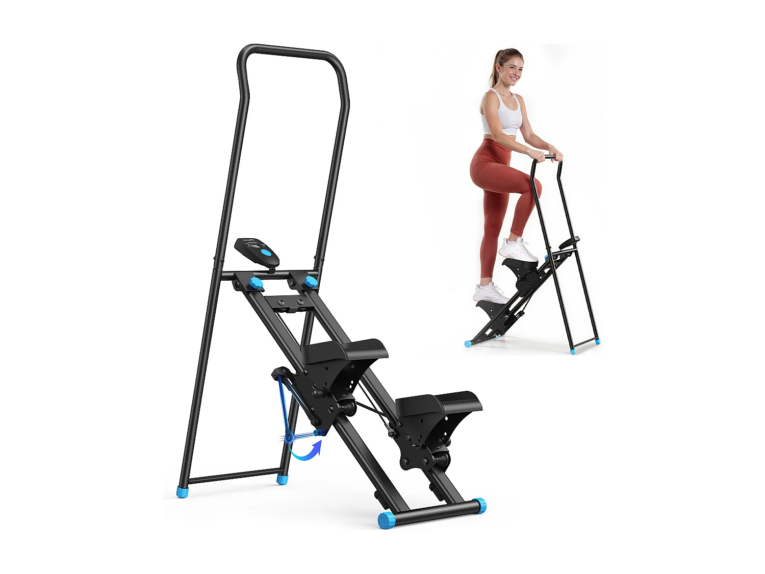 Stepper escalier pliable vertical MERACH, avec résistance réglable à 2 niveaux, pédales ajustables à 3 positions, écran LCD, 136 kg