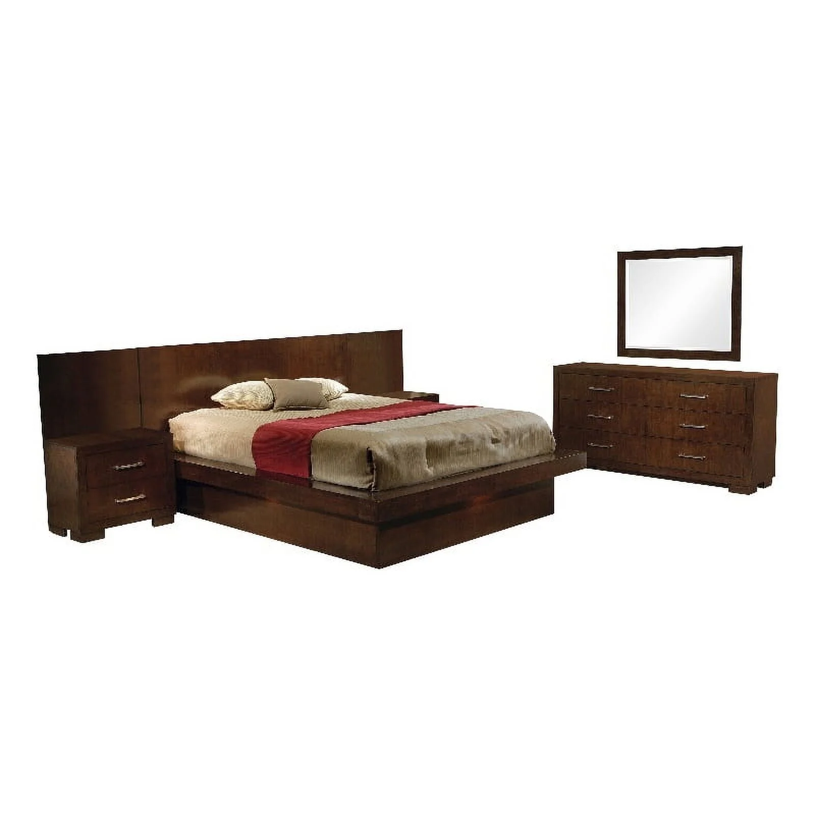 Jessica Bedroom Set with Nightstand Panels Cappuccino - Image 5