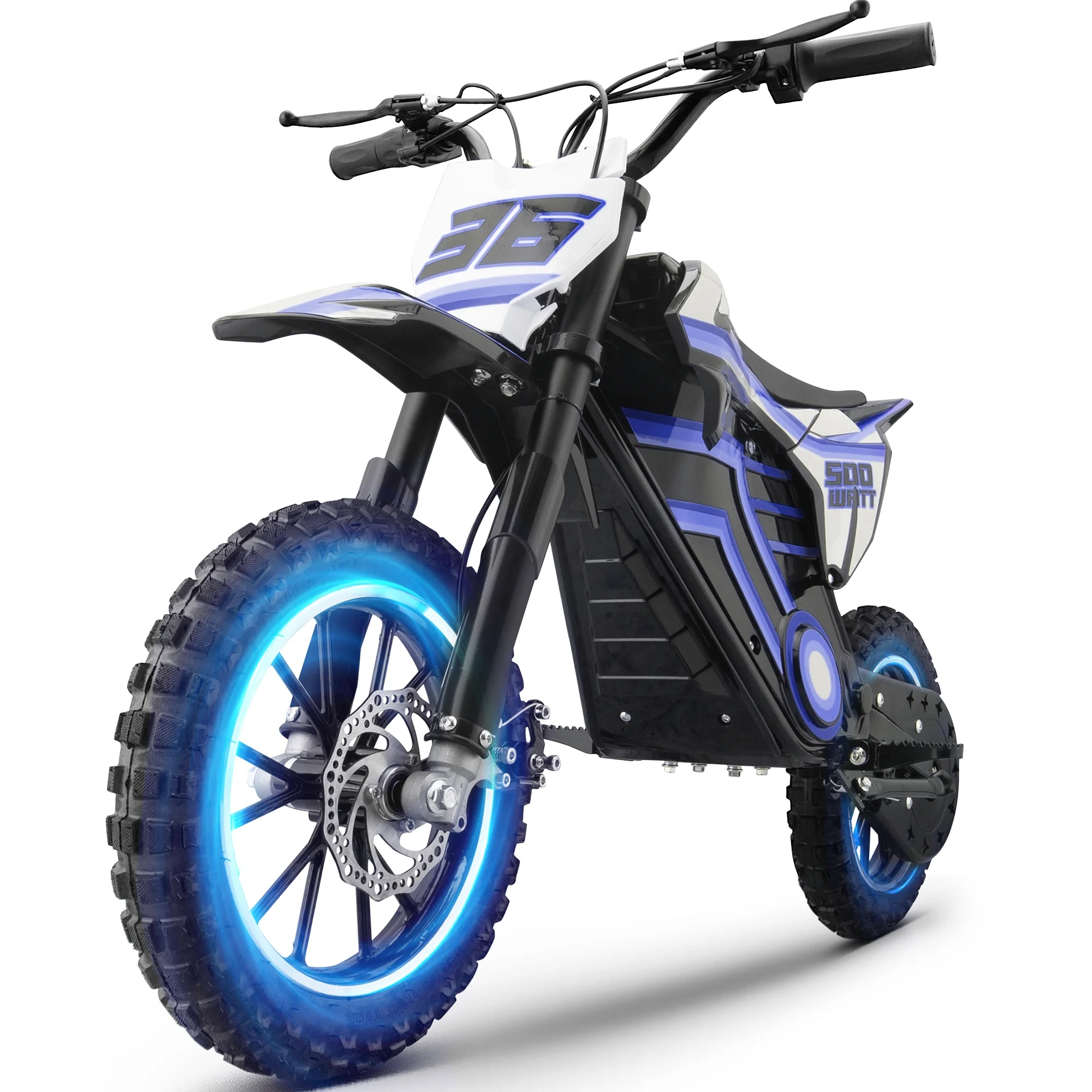 Alternative view of QEASET electric dirt bike, 500W kids dirt bike for Boys Girls Age 8-14, Blue