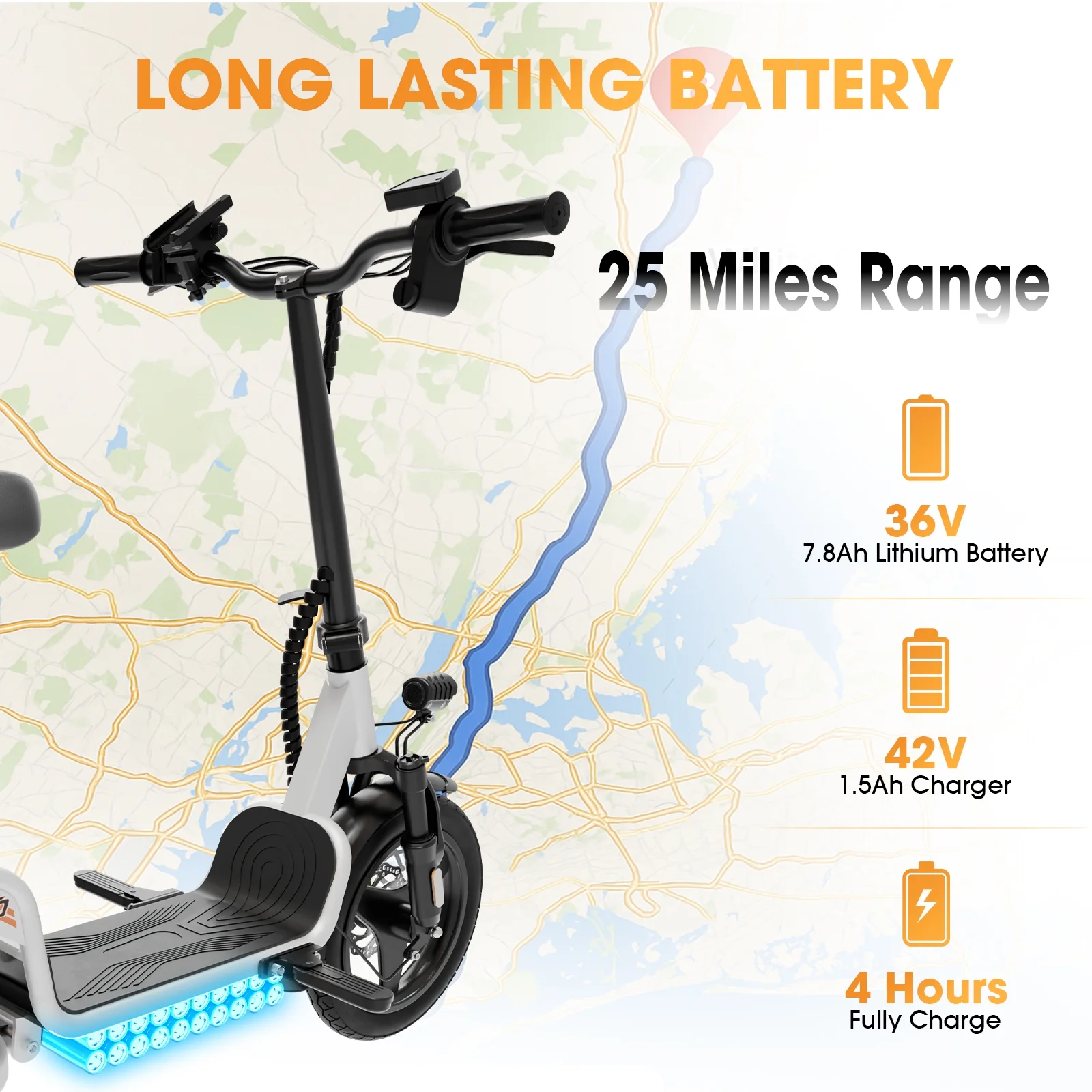Skeri Electric Scooter with Seat for Adult and Basket, 14 Inch Tire Electric Scooter with Dual Shock Absorbers, 350W Motor with 25-Mile Range, Speed Up to 20 MPH (Gen 2.0) - Image 33