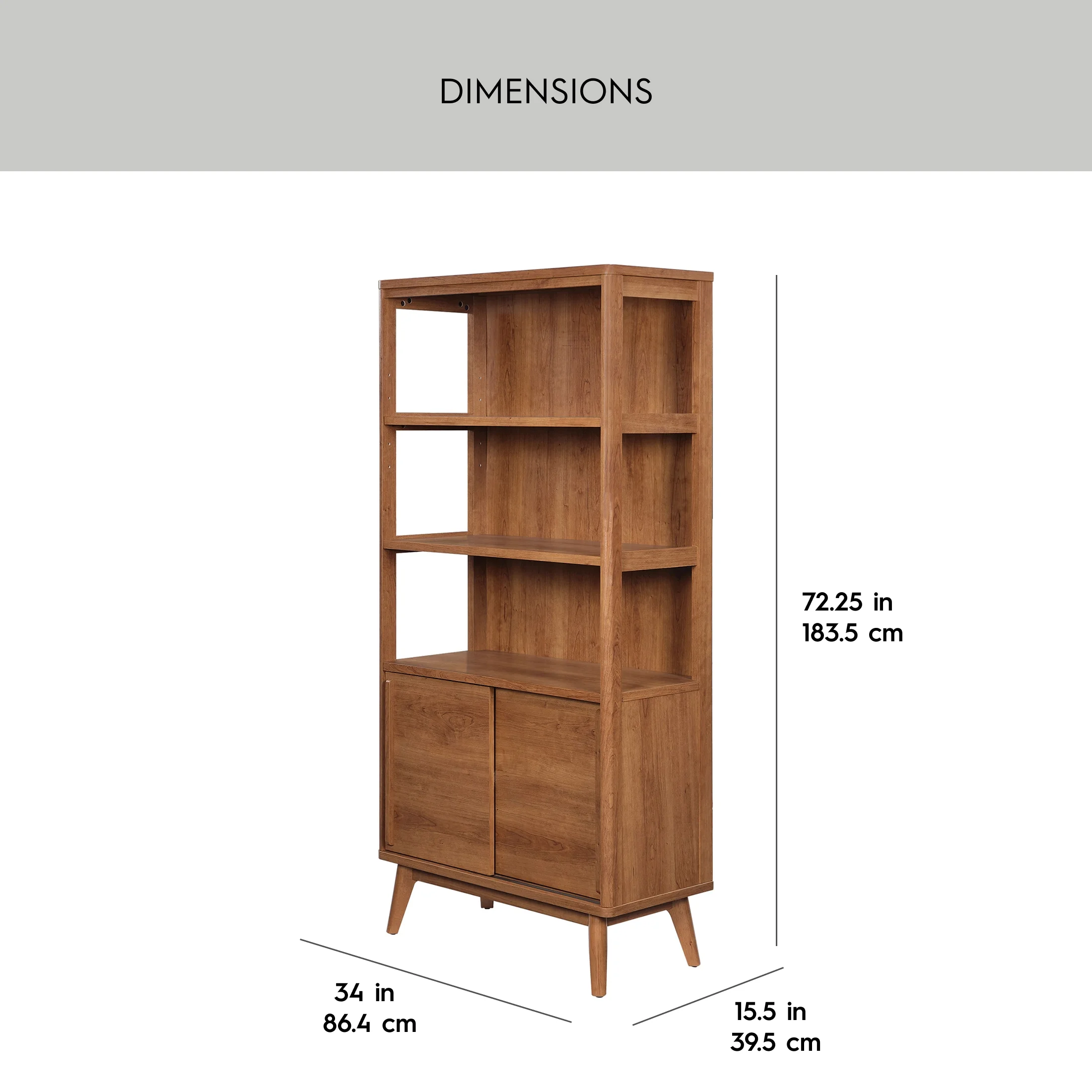 Better Homes & Gardens Greyson Bookcase, Acorn Finish - Image 4