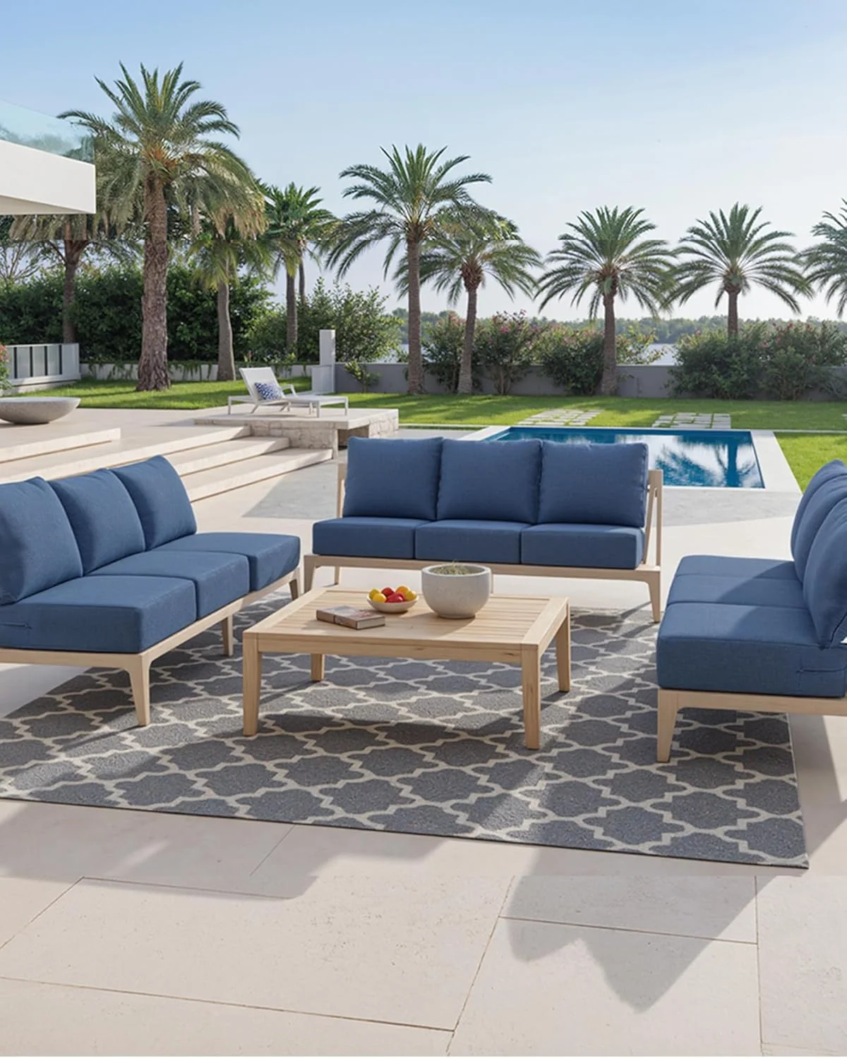 ACTREST Outdoor Seat Cushion Set, 2 Count, Navy Blue, 24 x 24 x 6 in - Image 2 ACTREST Outdoor Seat Cushion Set, 2 Count, Navy Blue, 24 x 24 x 6 in - Image 2
