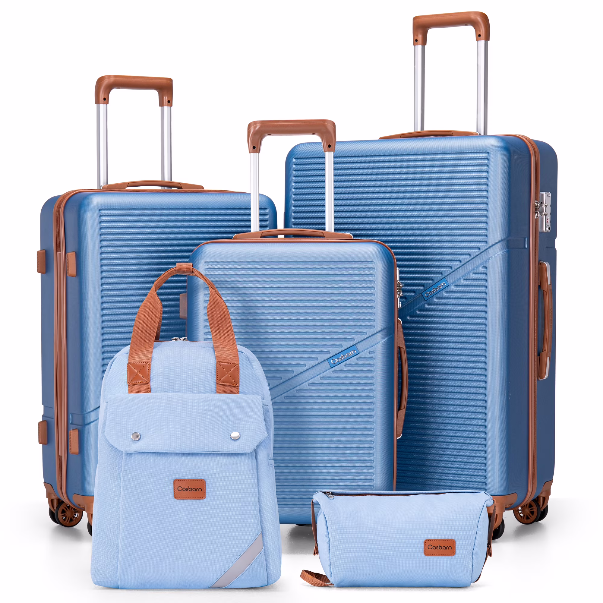 Cosbarn 5 Piece Luggage Sets ABS Hardshell Lightweight Suitcases Sets with TSA Lock Durable Spinner Wheels - Image 11
