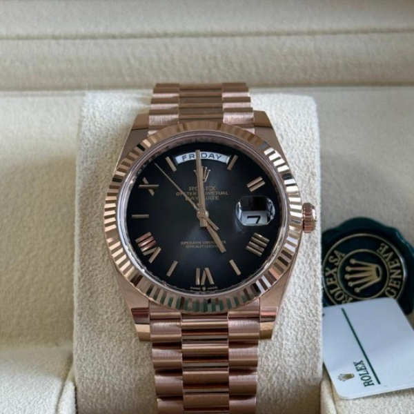 Rolex Day-Date 40 Black Smoke Dial Replica - Elite Watch Atelier