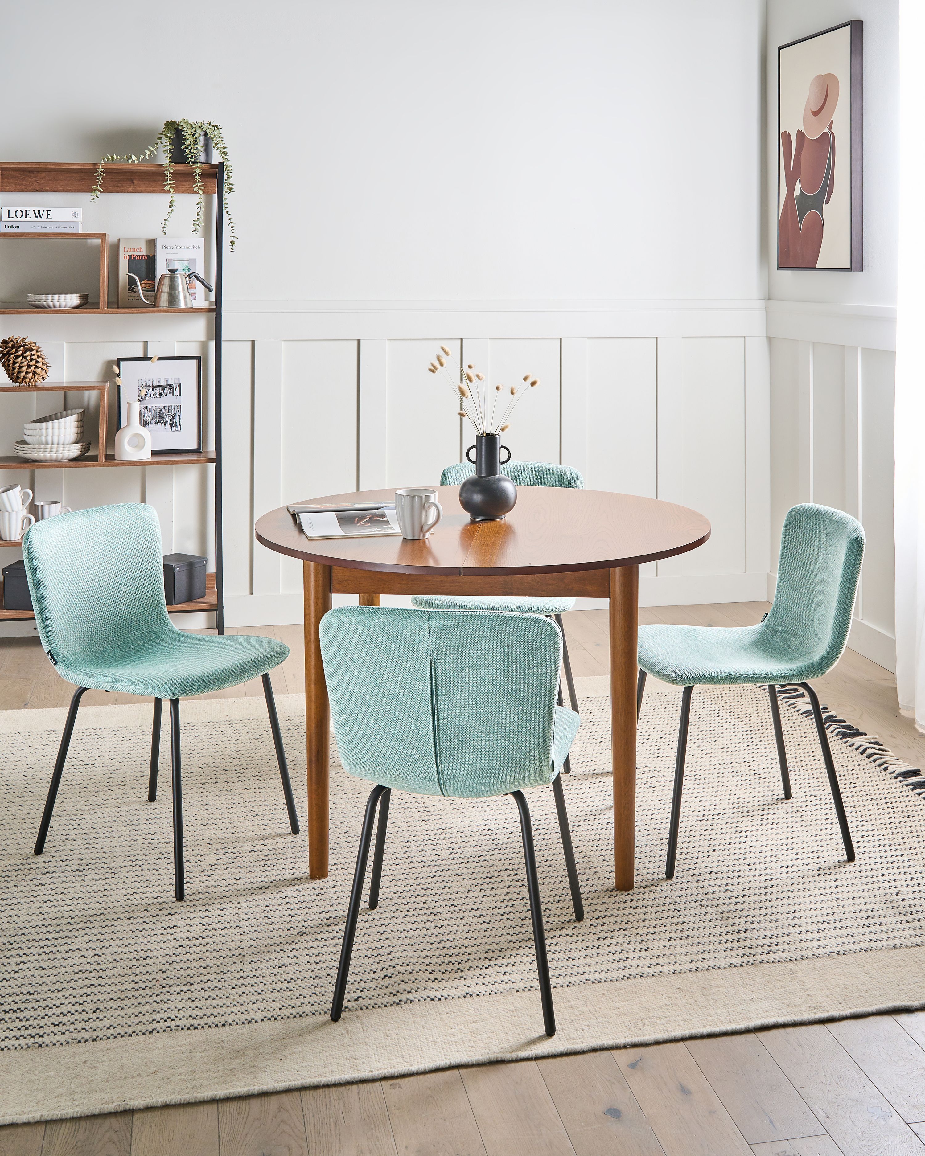 Set of 4 Dining Chairs CALDWELL Fabric Mint Green