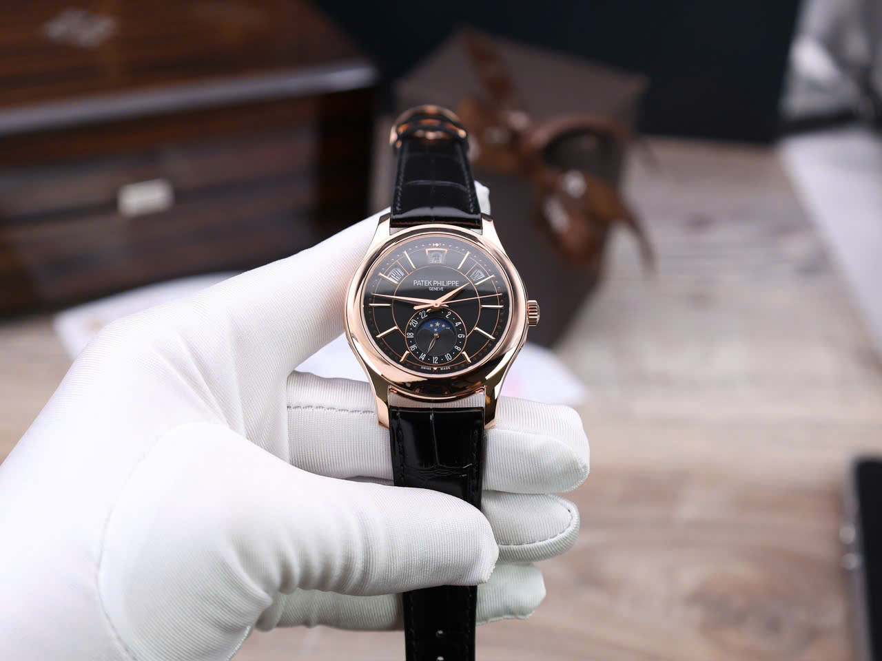 Patek Philippe Replica Watch Complications 5205R 18K Gold Wrapped Custom 40mm - Elite Watch Atelier