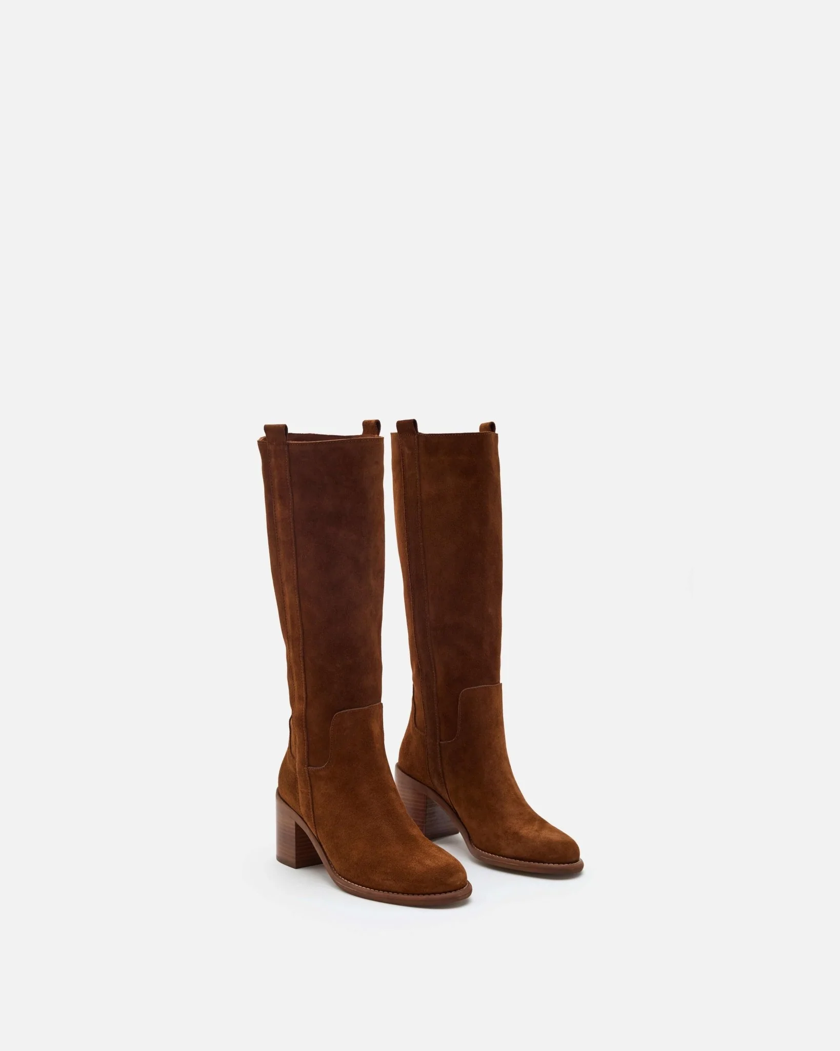 BOTTES RANCH/VEL - En cuir velours à talons bois cognac
