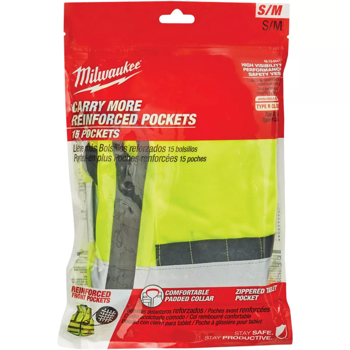 Milwaukee ANSI Class 2 Hi Vis Yellow Performance Safety Vest, Small/Medium