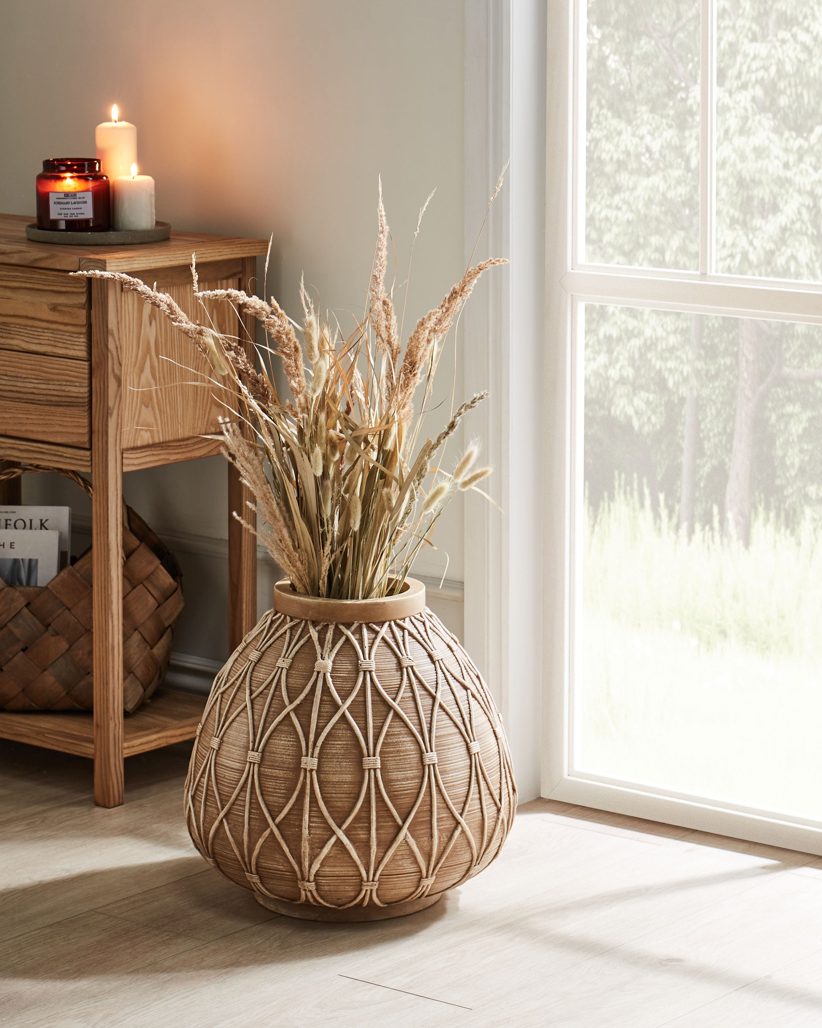 Flower Vase DOMOKOS Ceramic 38 cm Light Brown