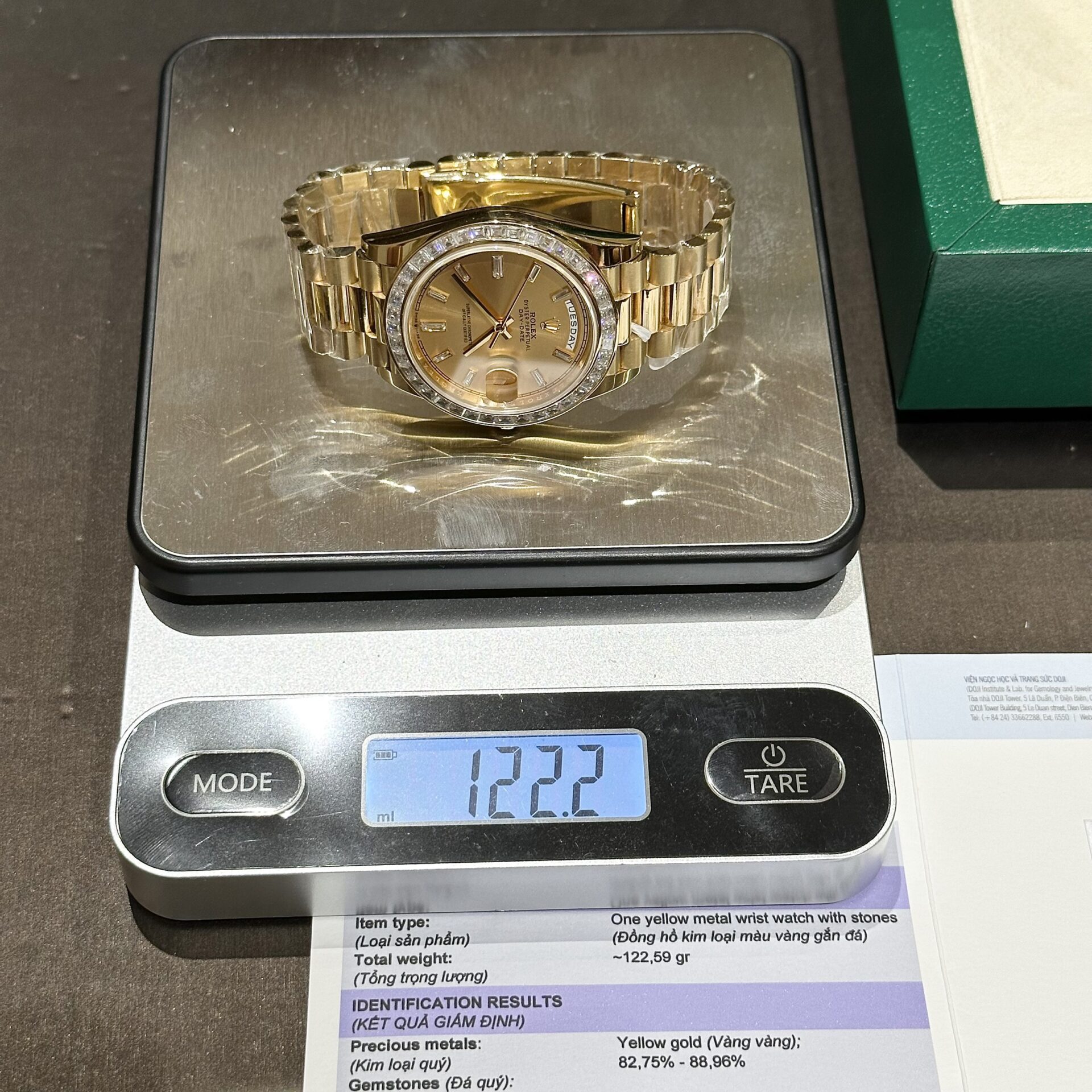 Rolex Day-Date Replica Watch Gold Wrapped Moissanite Baguette Diamond 40mm - Elite Watch Atelier