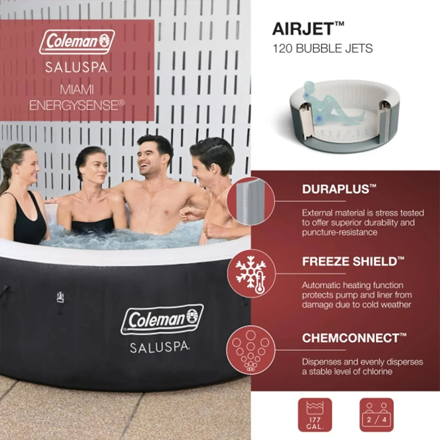 2-4 Person Inflatable Hot Tub With 120 Air Jets And Insulated Cover - Image 29 2-4 Person Inflatable Hot Tub With 120 Air Jets And Insulated Cover - Image 29