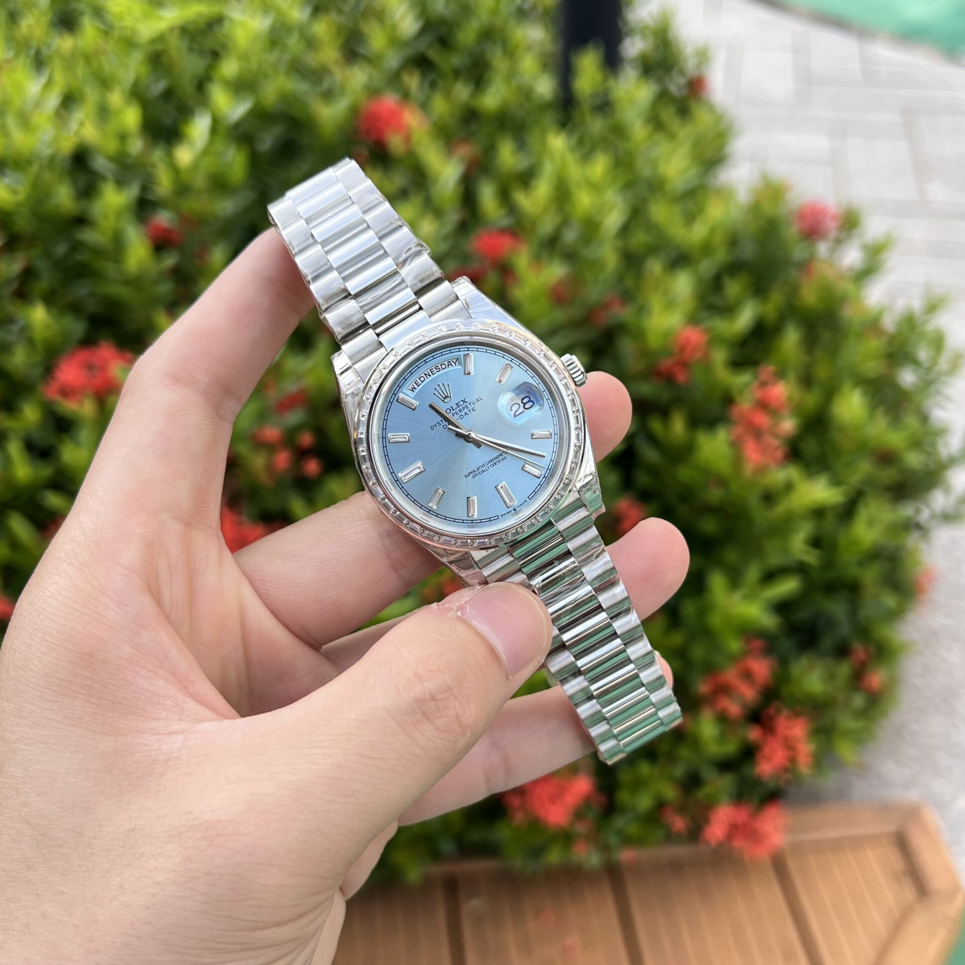 Rolex Day-Date Replica Watch Ice Blue Dial GS Factory 40mm - Top club