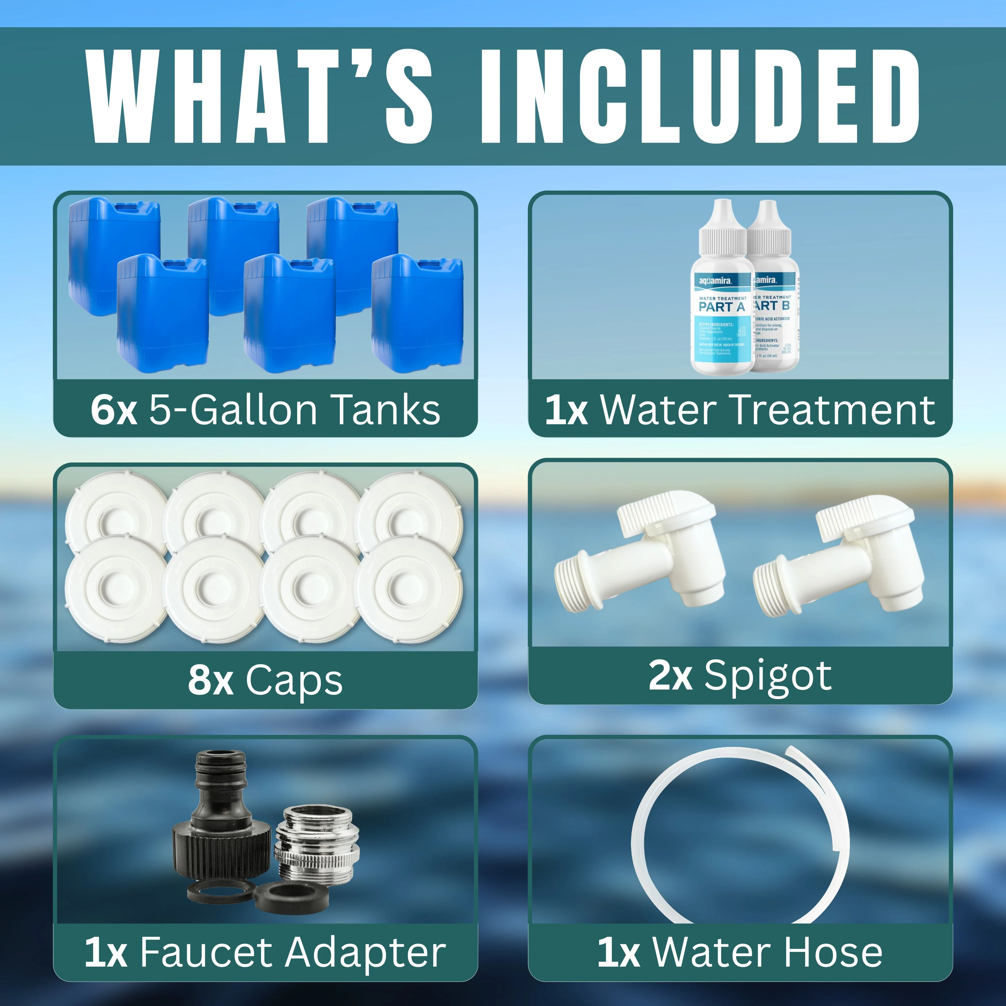 5-Gallon Stackable Water Containers with Spigot & Water Treatment - Emergency Water Storage Kit (2x - 5 Gallon Water Tanks) - Image 10