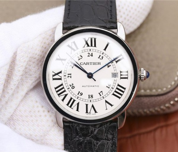 Replica Cartier ZF Ronde de Cartier 42mm White Dial Leather Strap MIYOTA 9015 - Top club