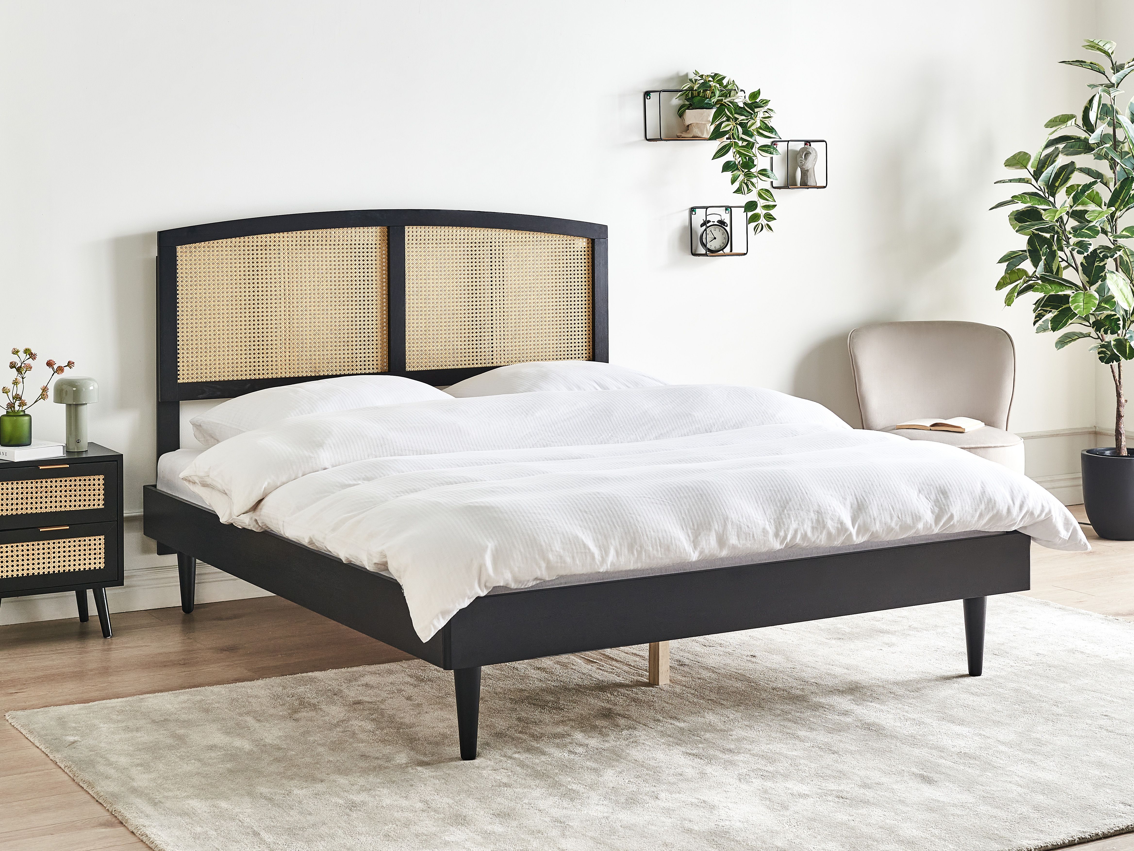 Bed Rattan VARZY 160 x 200 cm (EU King Size) Black