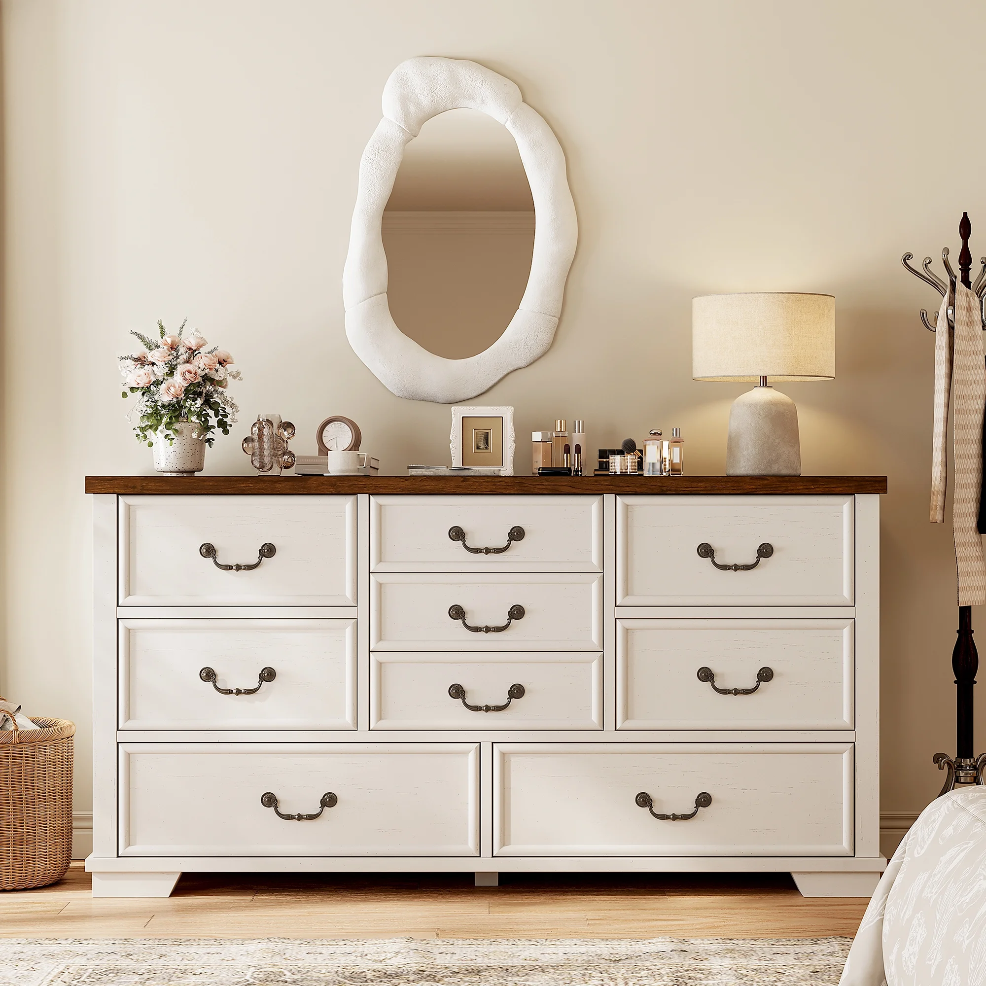 EnHomee Wood Dressers for Bedroom with 9 Drawers White Dresser Chest of Drawers for Living Room - Image 13