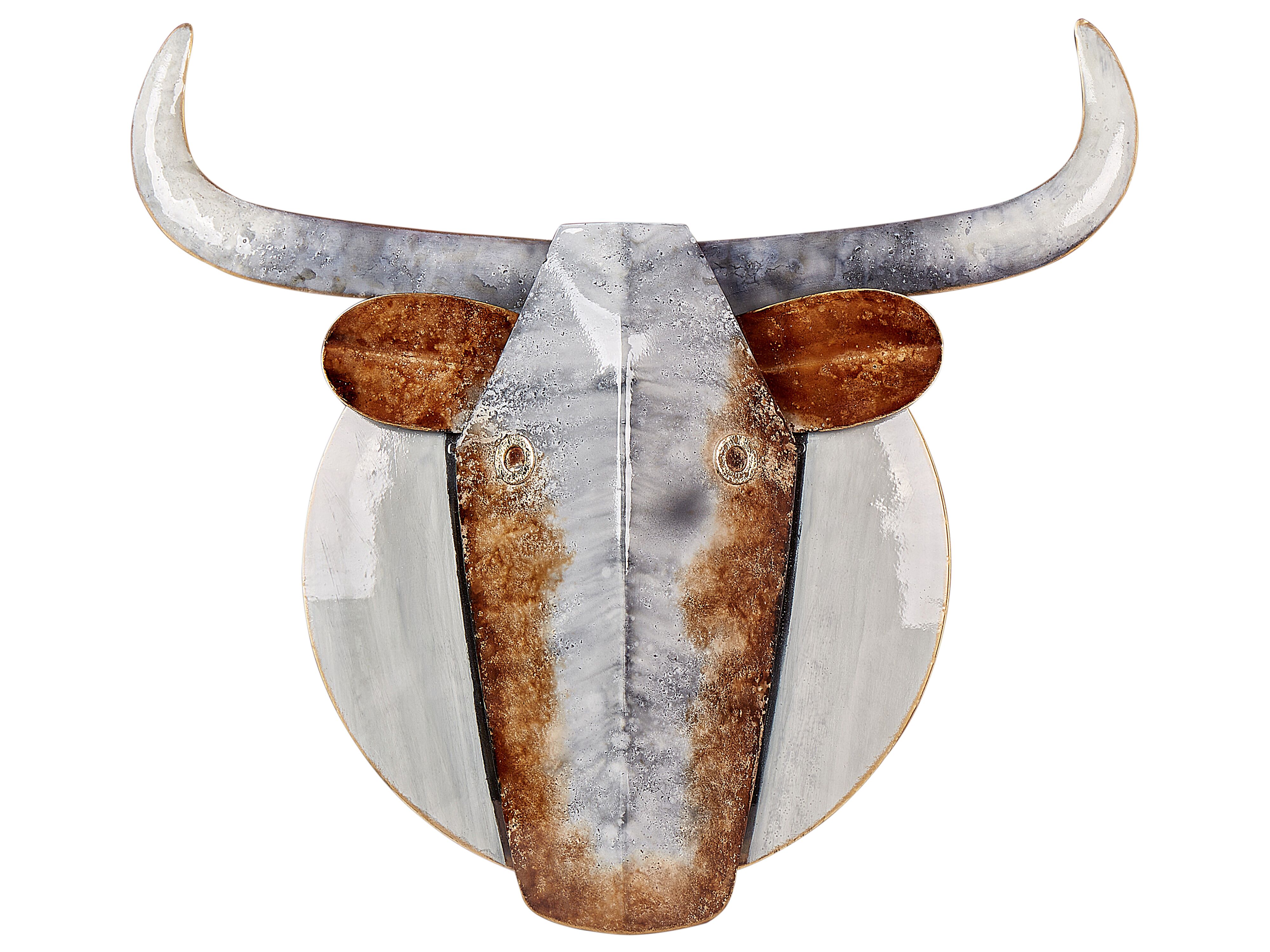 Wall Decor Bull ERBIUM Metal 41 cm Grey