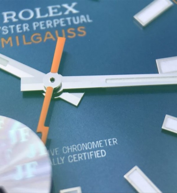 Replica Rolex Milgauss 116400 GV JF Green Sapphire Blue Dial SS Bracelet SH3131 - Top club