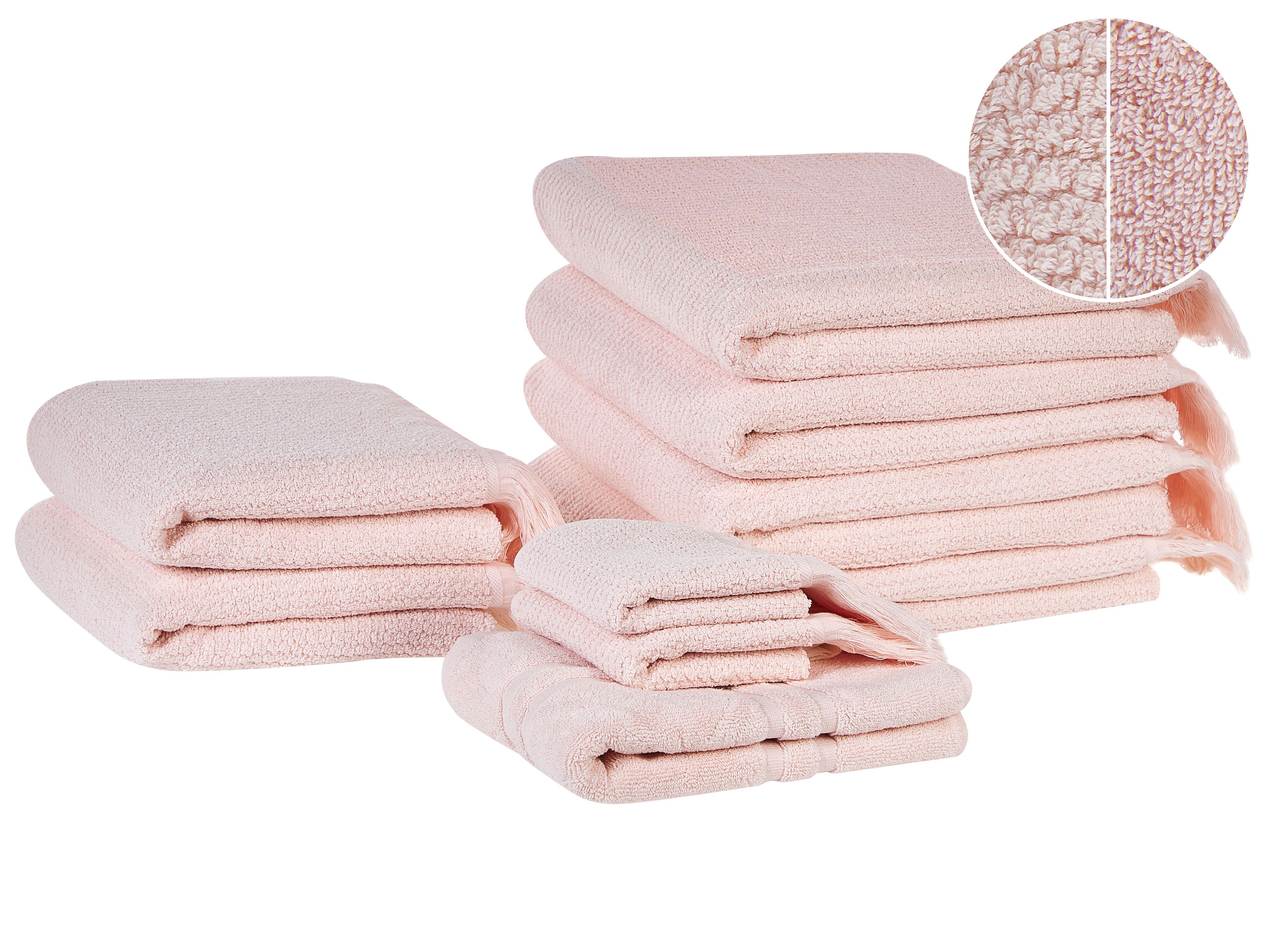 Set of 9 Towels ATIU Terry Cotton Pastel Pink