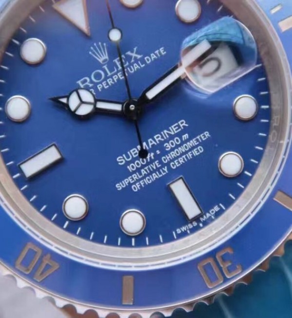 Replica Rolex Submariner 116619 LB Blue Ceramic Noob V7 Leather Strap A3135 - Elite Watch Atelier