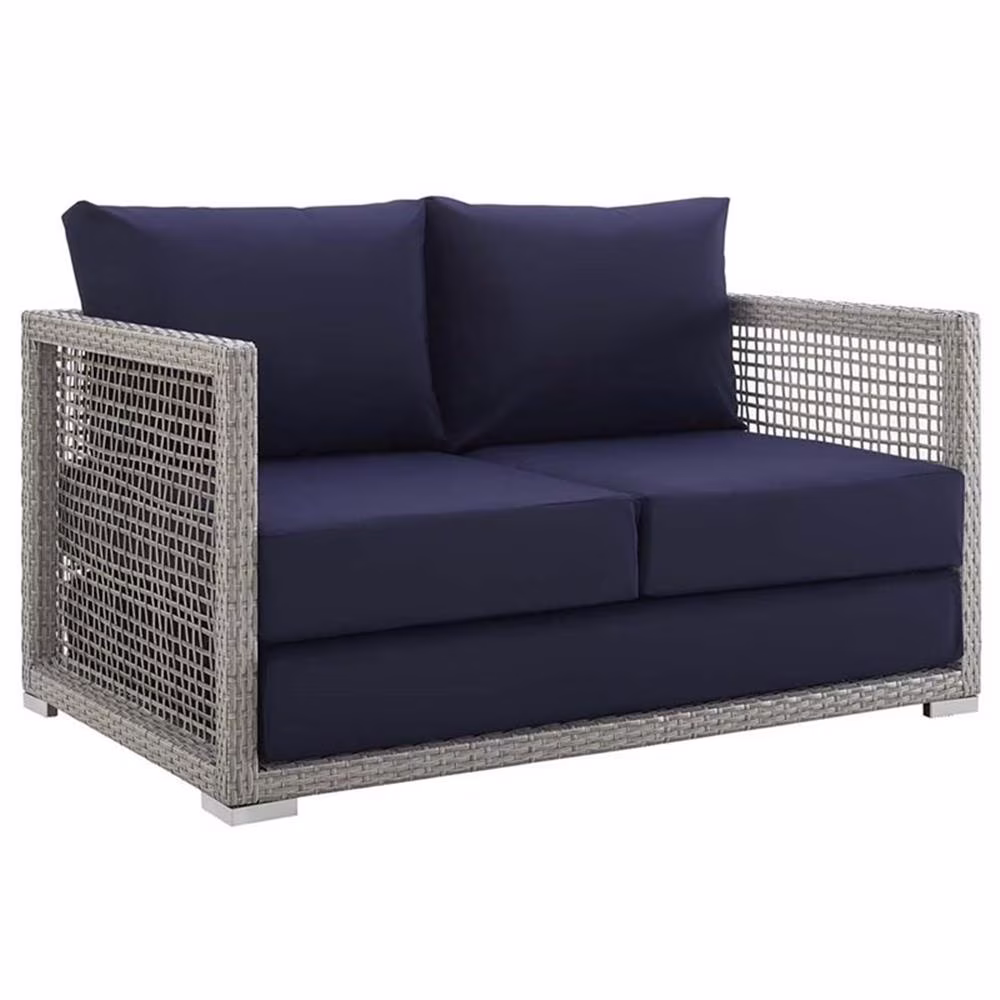 Afuera Living Wicker Patio Loveseat in Gray - Image 3