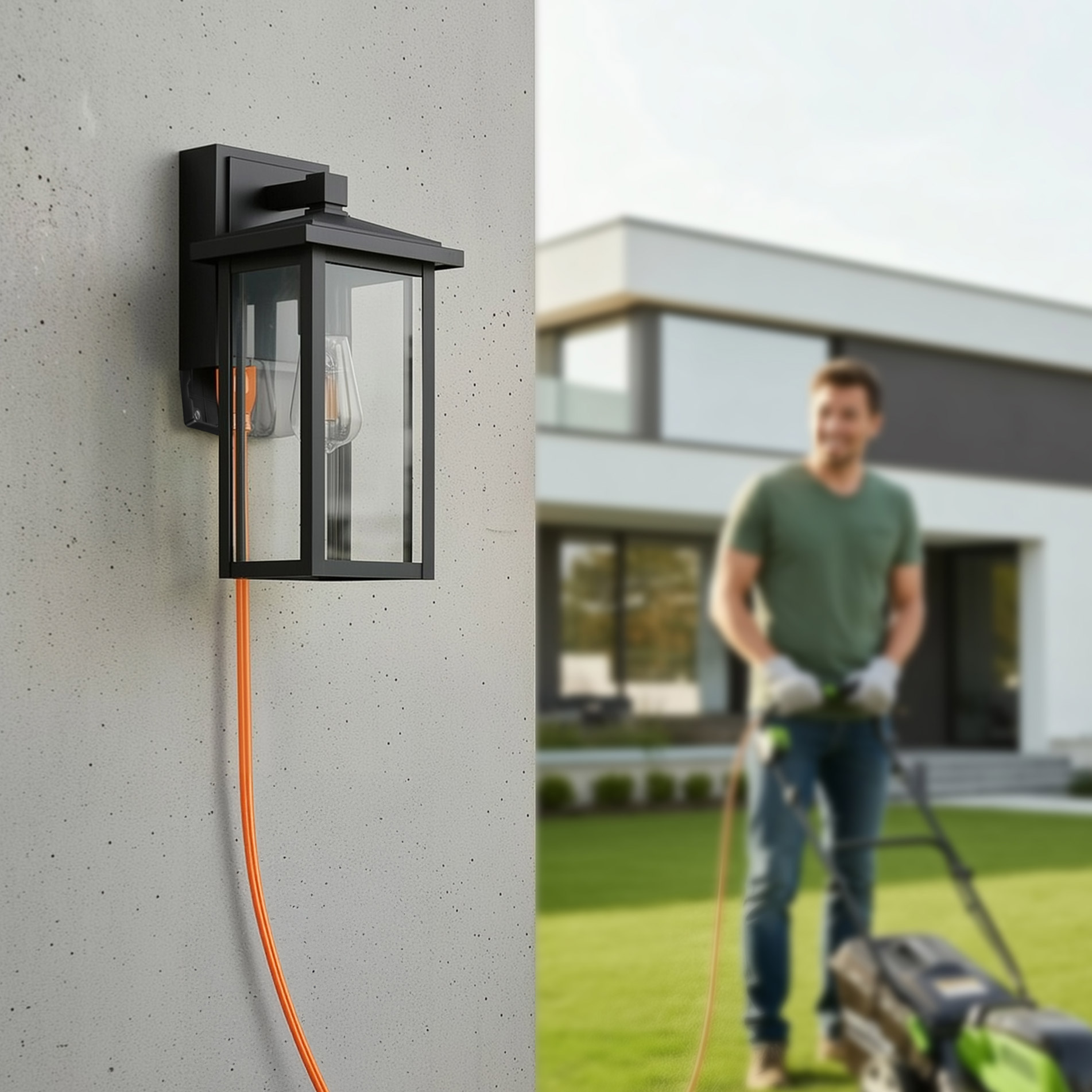 Globe Electric 14' Matte Black Outdoor Wall Light with GFCI Outlet - Image 8