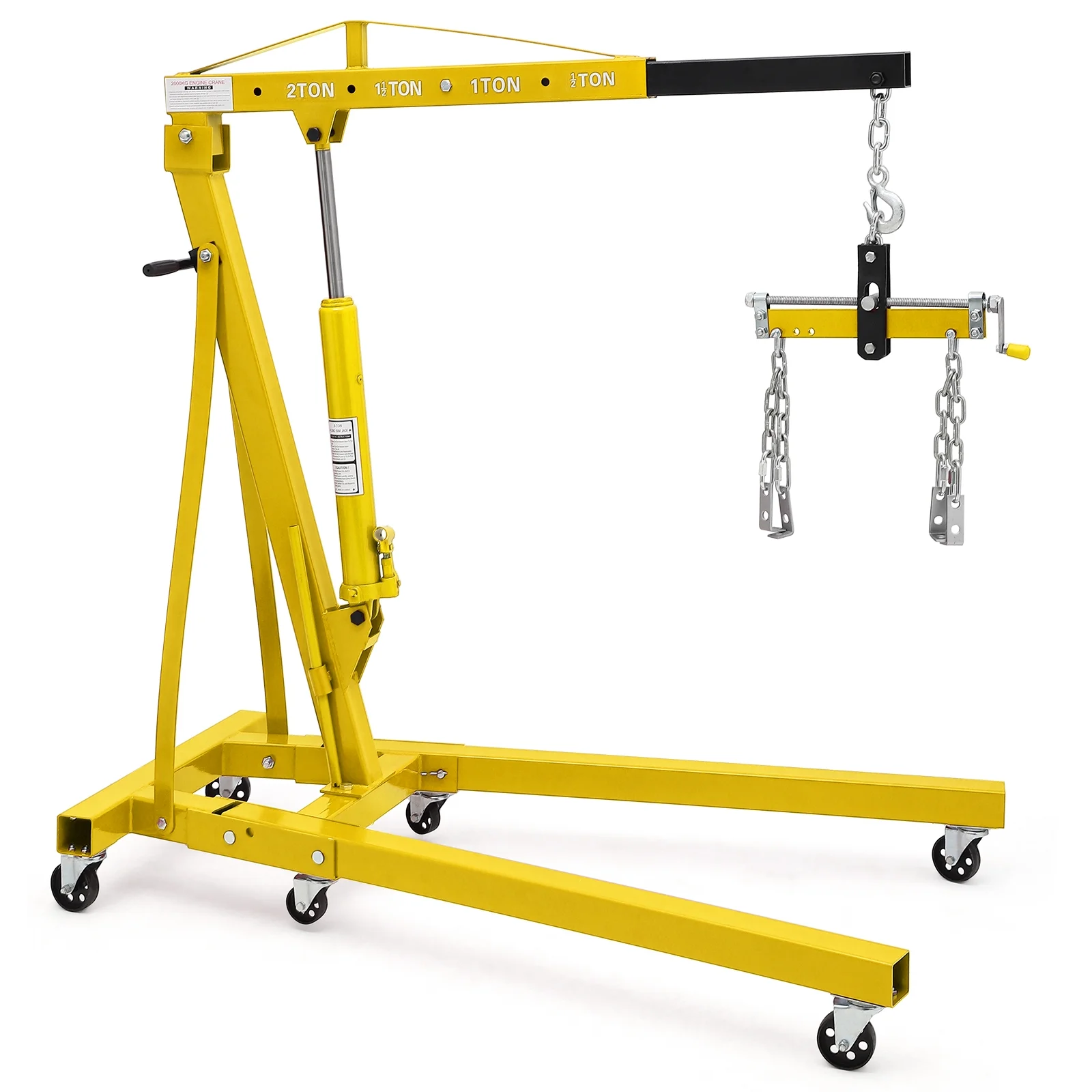 JoanKaren Hydraulic Engine Hoist,4400lbs Max Weight,Folding Engine Lift Shop Crane with Lever and 6 Steel Caster Wheels,Yellow - Image 10