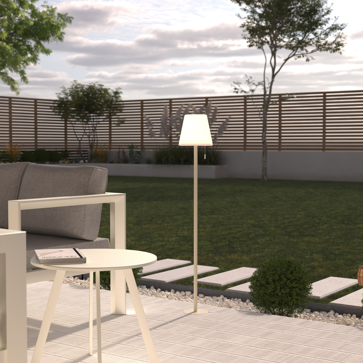 LED outdoor floor lamp "Zack" Beige, H.108 cm