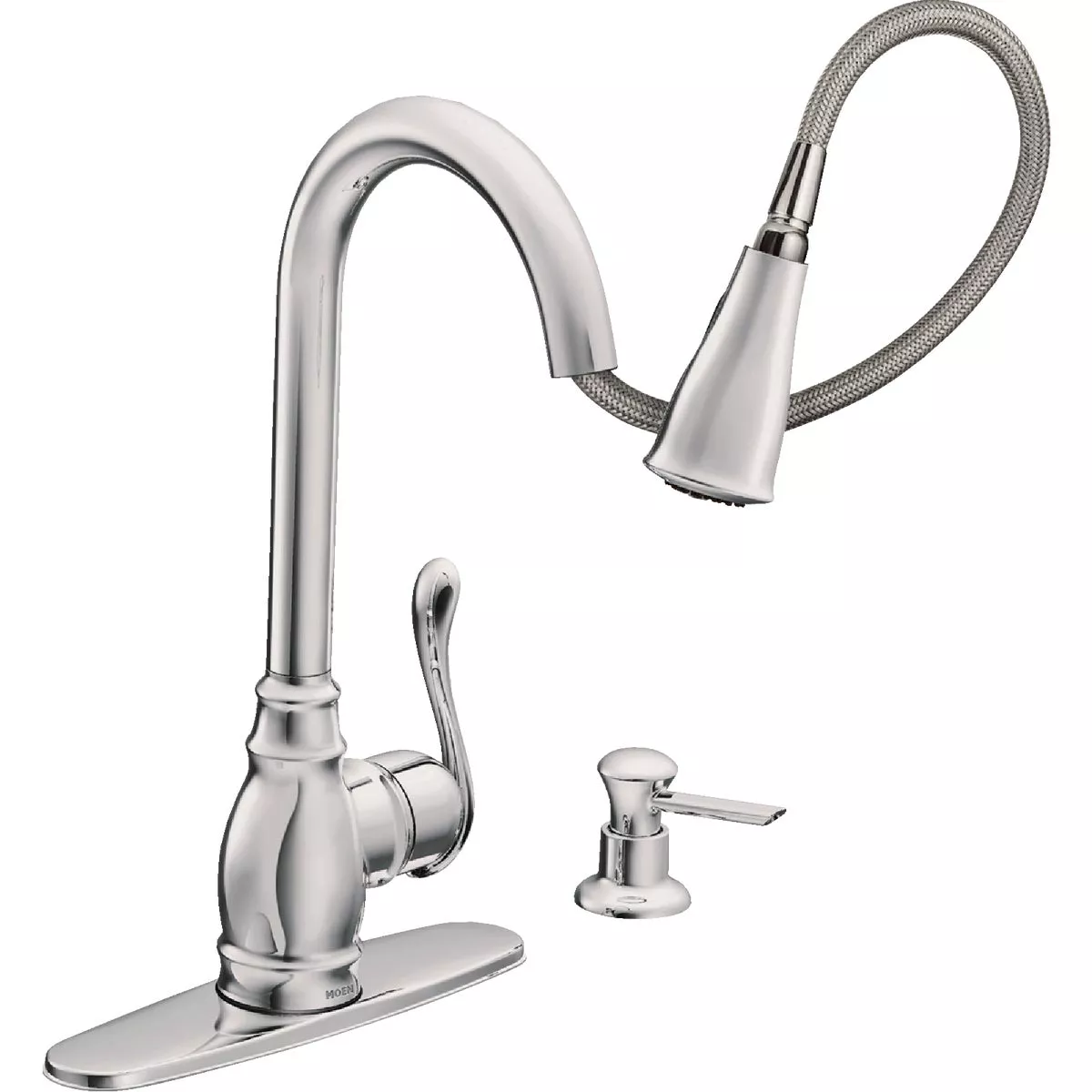 Moen Anabelle 1-Handle Lever Pull-Down Kitchen Faucet with Soap Dispenser, Chrome