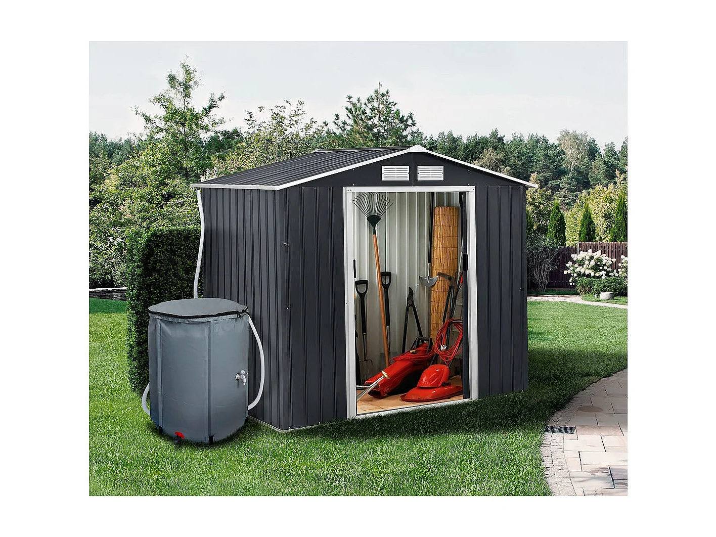 Récupérateur d'eau souple en PVC 250 L - Gris