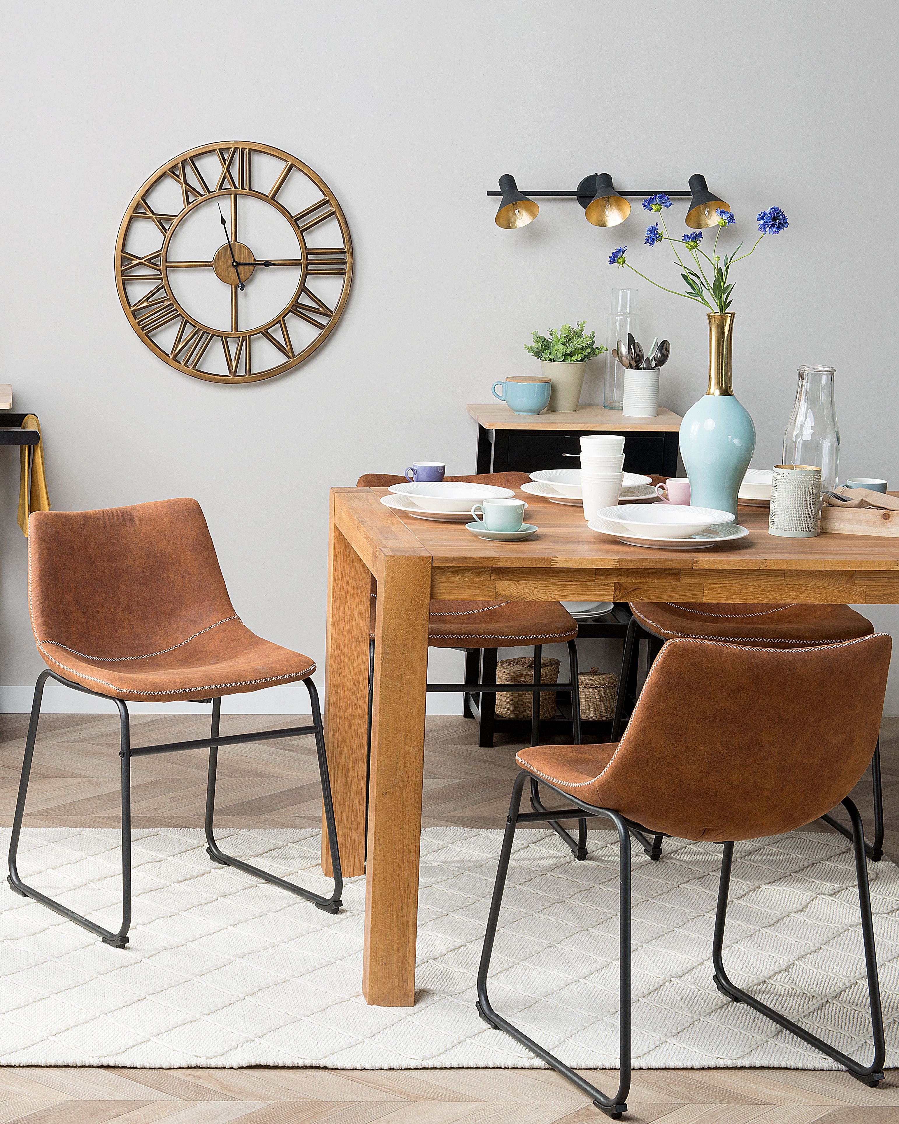 Set of 2 Dining Chairs BATAVIA Fabric Golden Brown