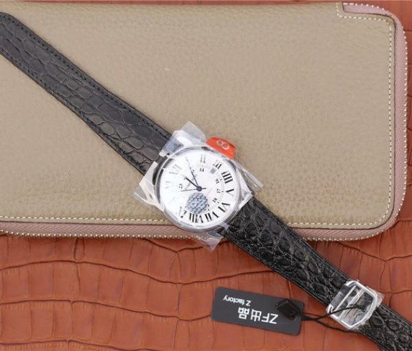 Replica Cartier ZF Ronde de Cartier 42mm White Dial Leather Strap MIYOTA 9015 - Top club