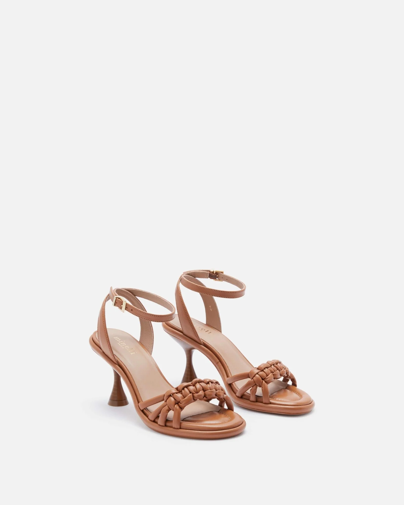 SANDALES KOLYANA - En cuir à talons kitten caramel