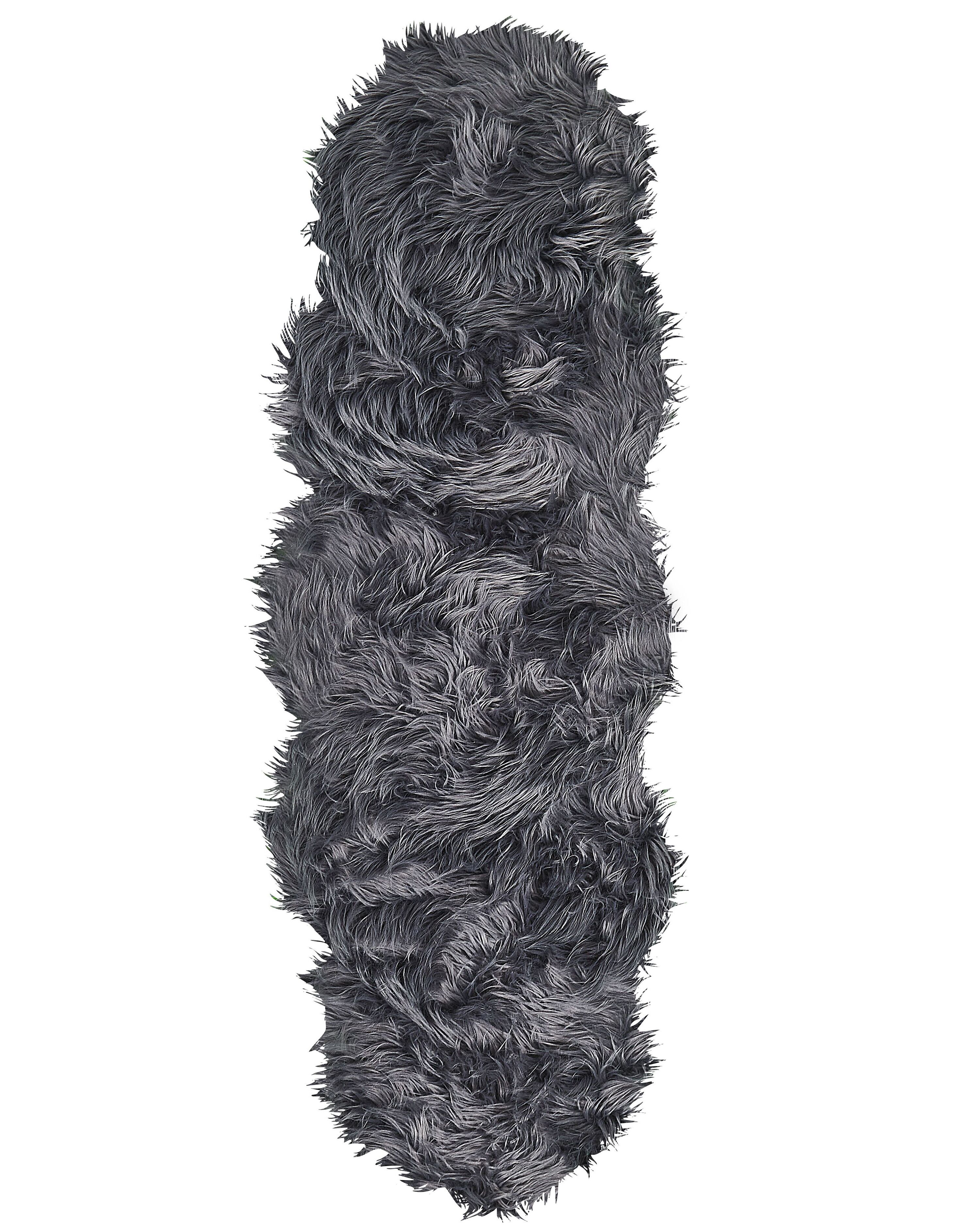 Faux Fur Rug MAMUNGARI Dark Grey 60 x 180 cm
